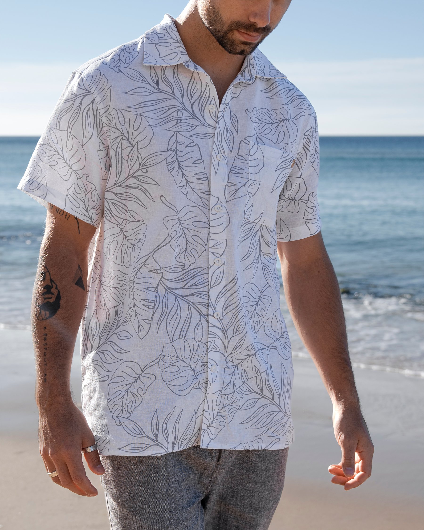 OFF THE BEACH Chemise à manches courtes en lin Blanc 04100042 - View1