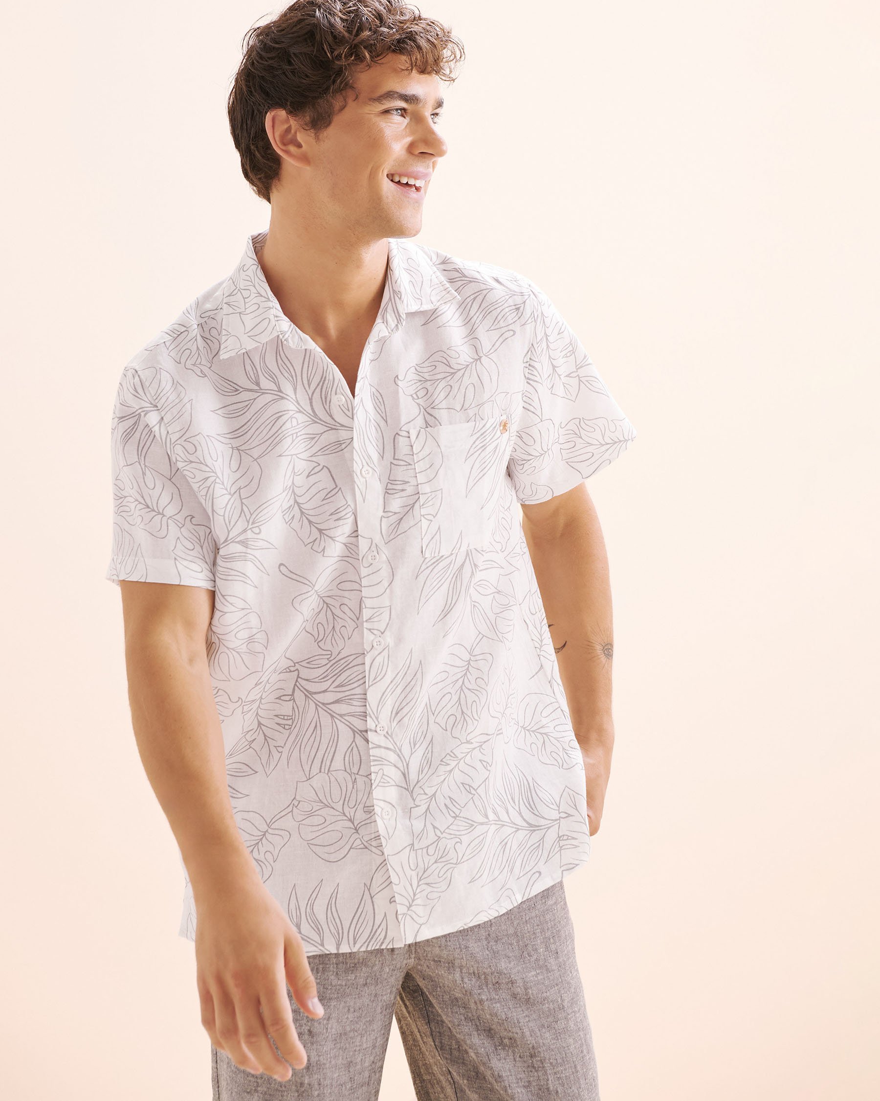 OFF THE BEACH Chemise à manches courtes en lin Blanc 04100042 - Voir5