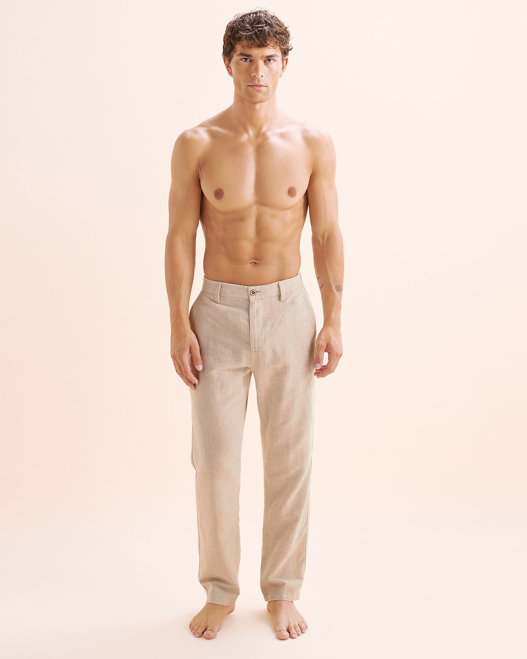 PUBLIC BEACH Linen Blend Pants Beige PB8101BIK - View5