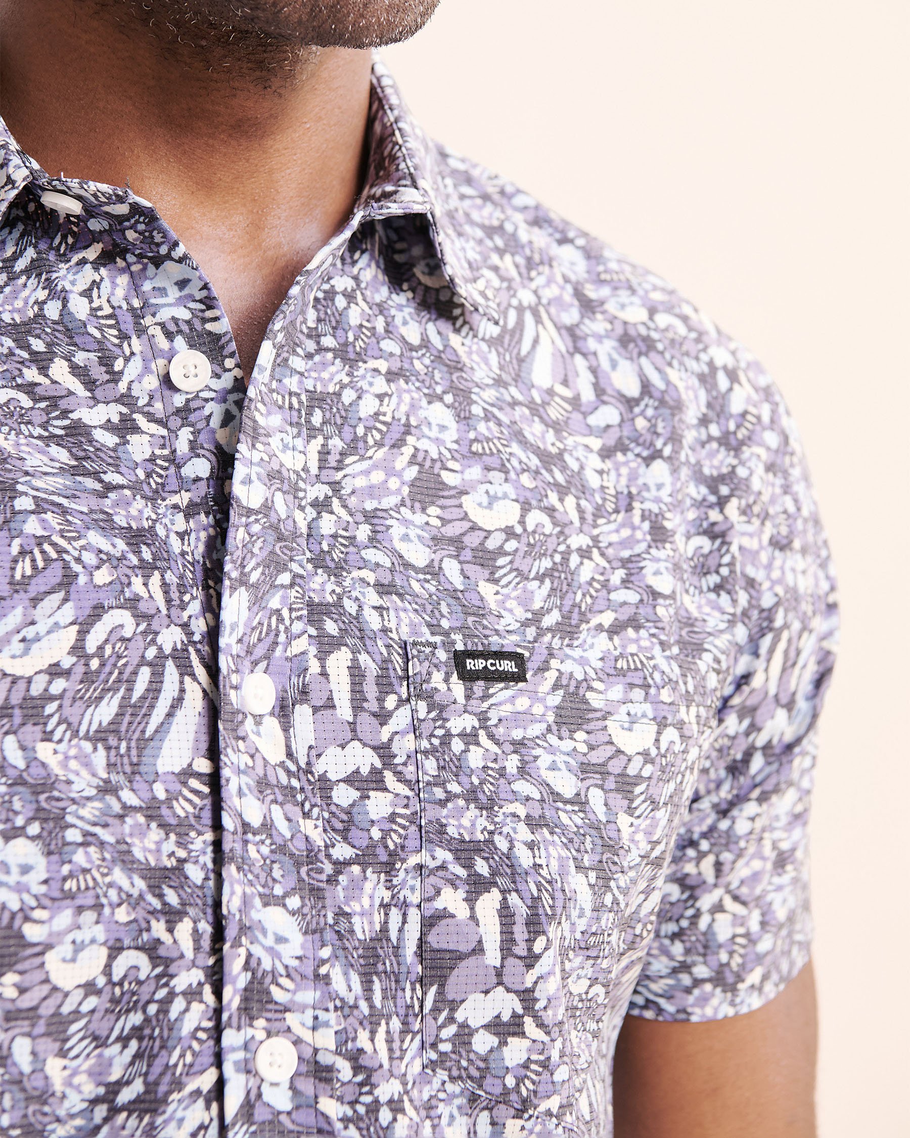 RIP CURL Fun Times Aerotech Short Sleeve Shirt Blue and white 05GMSH - View3