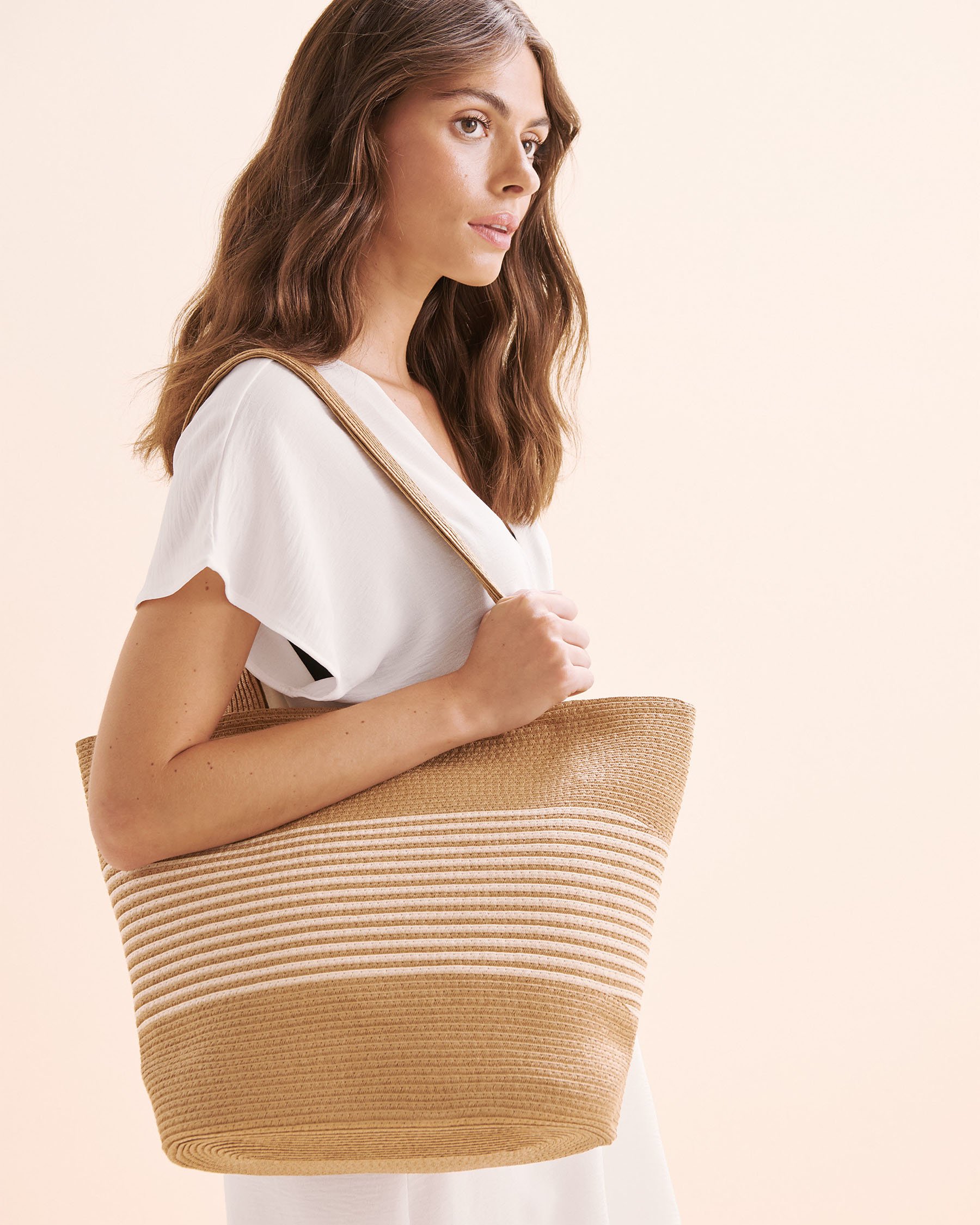 SARAJANE Sac de plage rayé Beige 25SJ3639 - Voir3