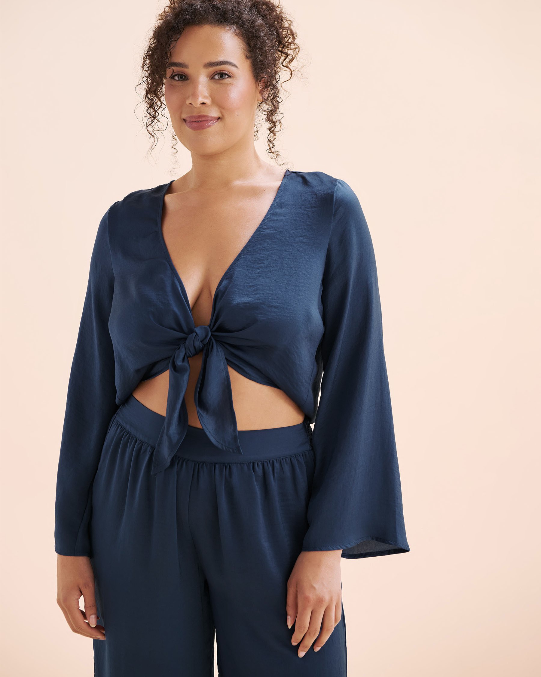 SANTEMARE Haut en satin Bleu marine 02100040 - View1