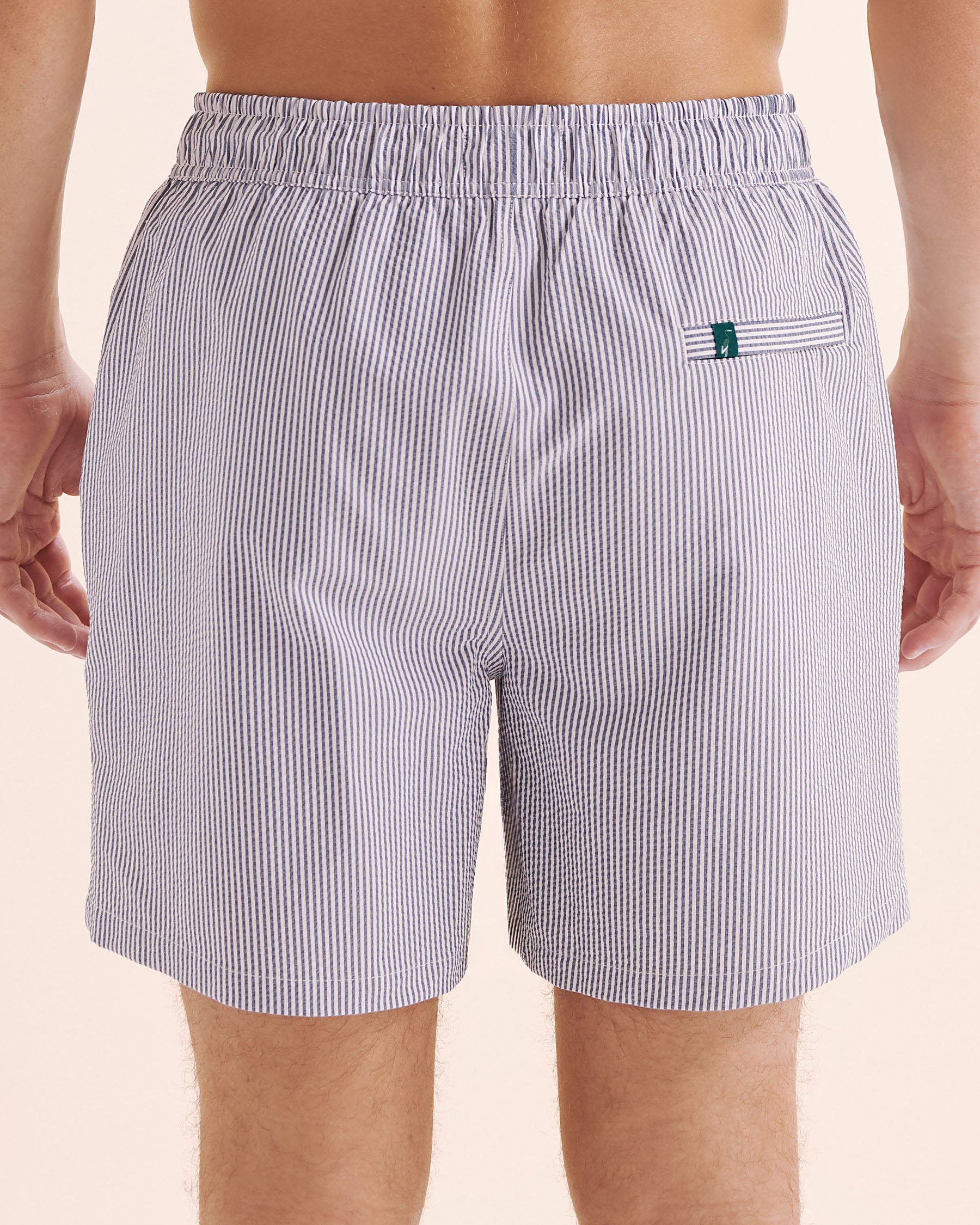 SHORELINE SEVEN Seersucker Long Liner Volley Swimsuit Shoreline Blue Stripe 03100059 - View6