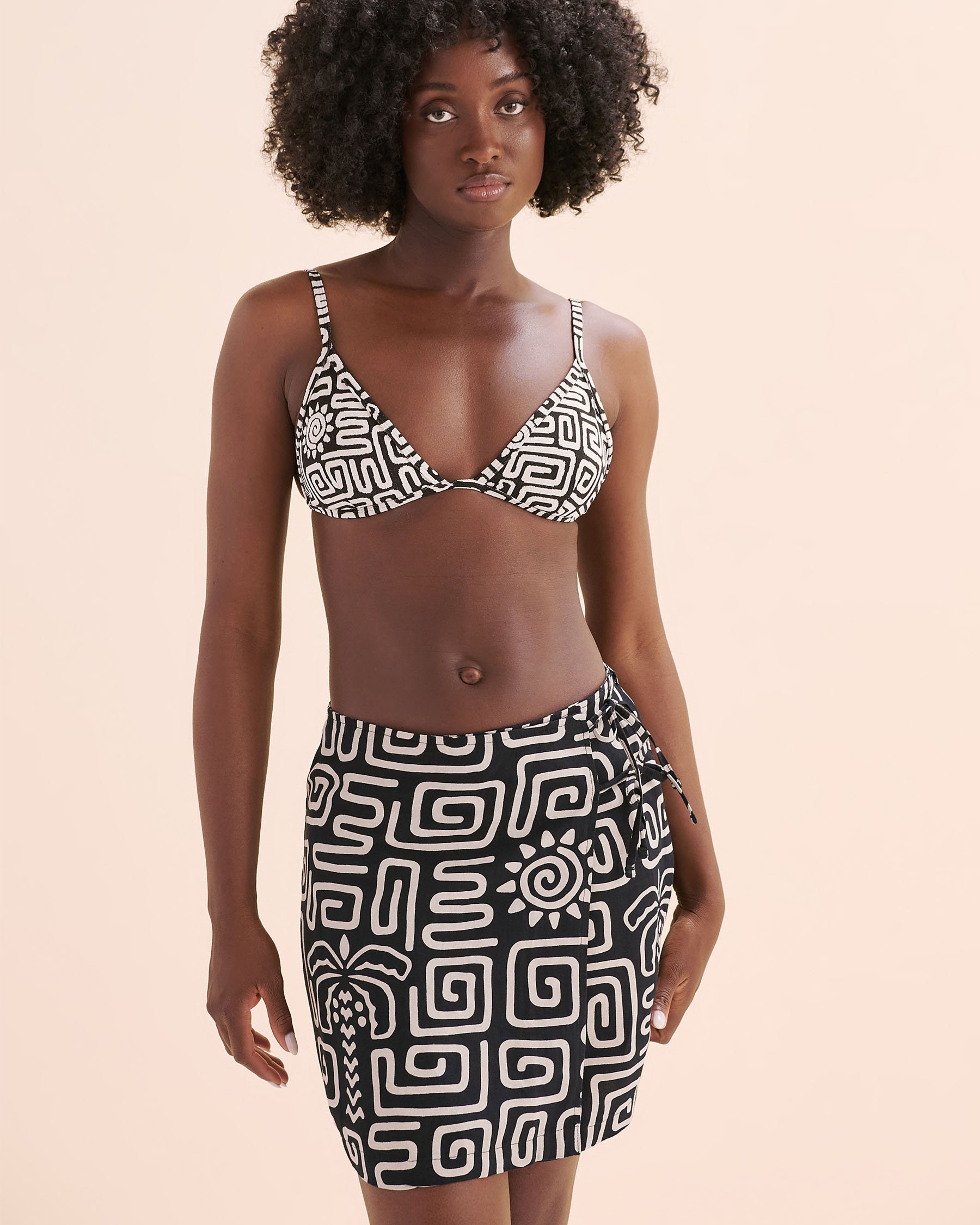 RIP CURL Sunset Luau Wrap Skirt Black and beige 02MWSK - View3