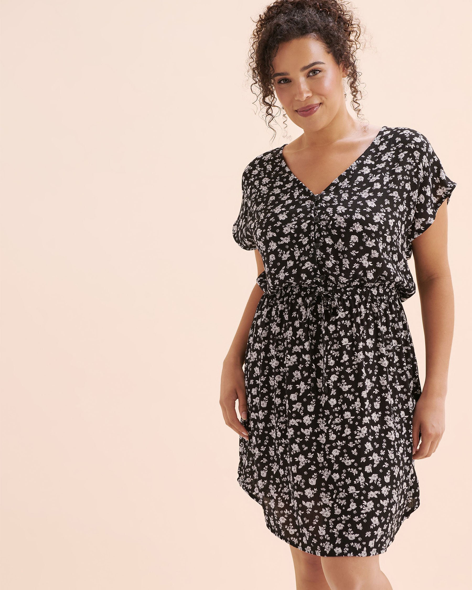 TROPIK Gauze Short Dress Black and white 02300171 - View5