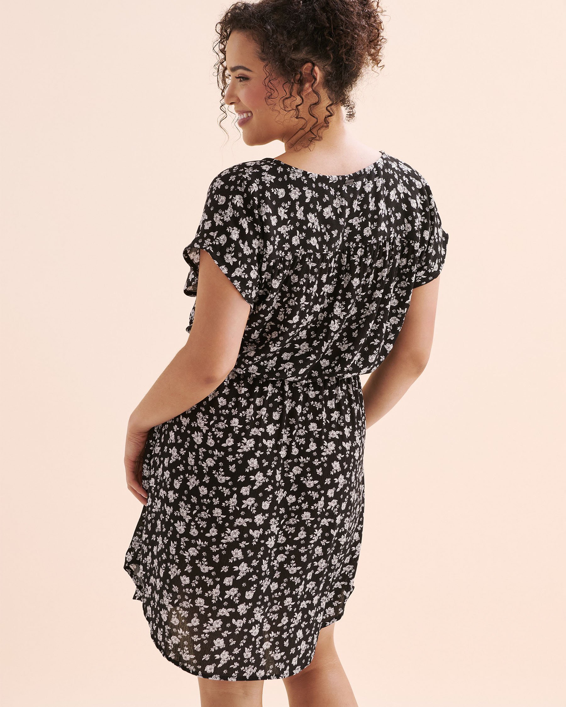 TROPIK Gauze Short Dress Black and white 02300171 - View6