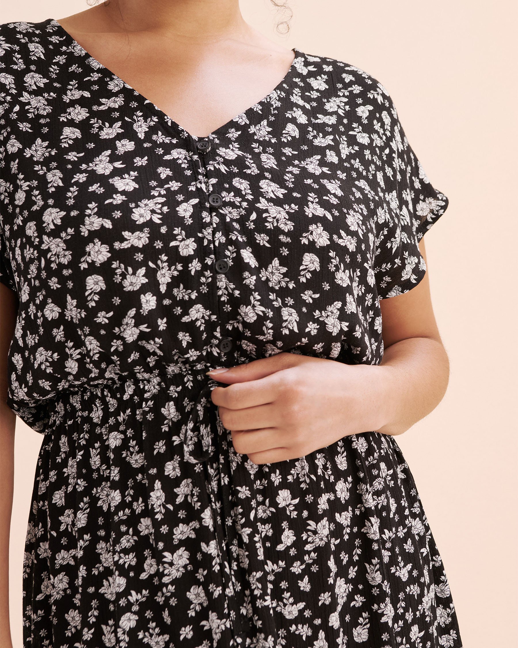 TROPIK Gauze Short Dress Black and white 02300171 - View7