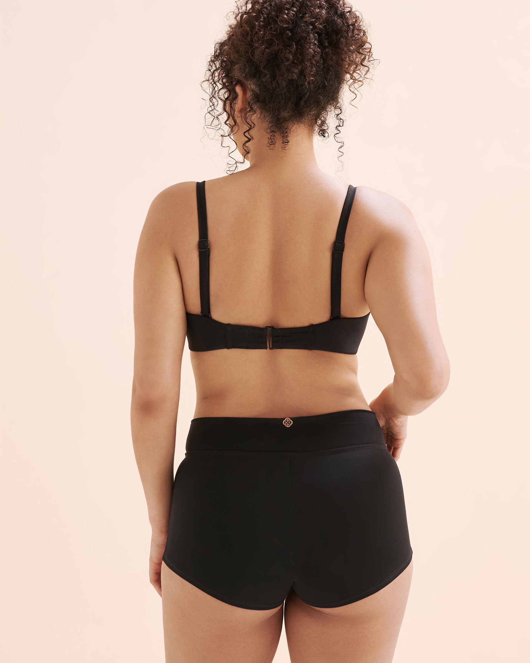 TURQUOISE COUTURE D Cup Front Tie Bandeau Bikini Top Black 01200112 - View5