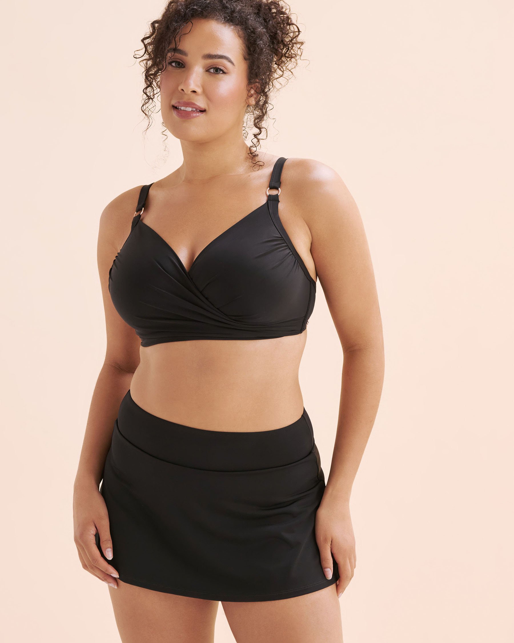 TURQUOISE COUTURE Crosssover D Cup Plunge Bikini Top Black 01200113 - View3