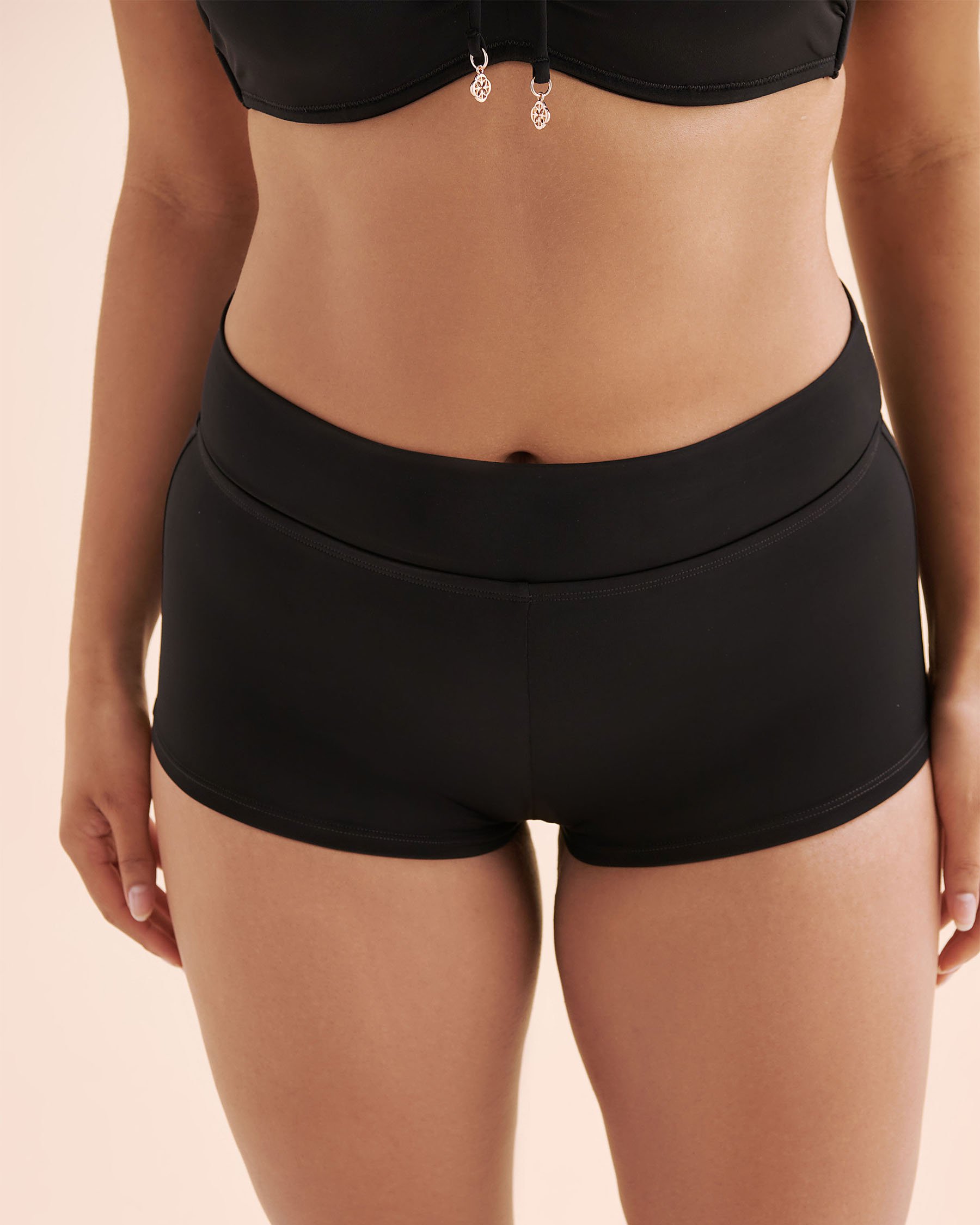 TURQUOISE COUTURE Folded Boy Short Bikini Bottom Black 01300481 - View1