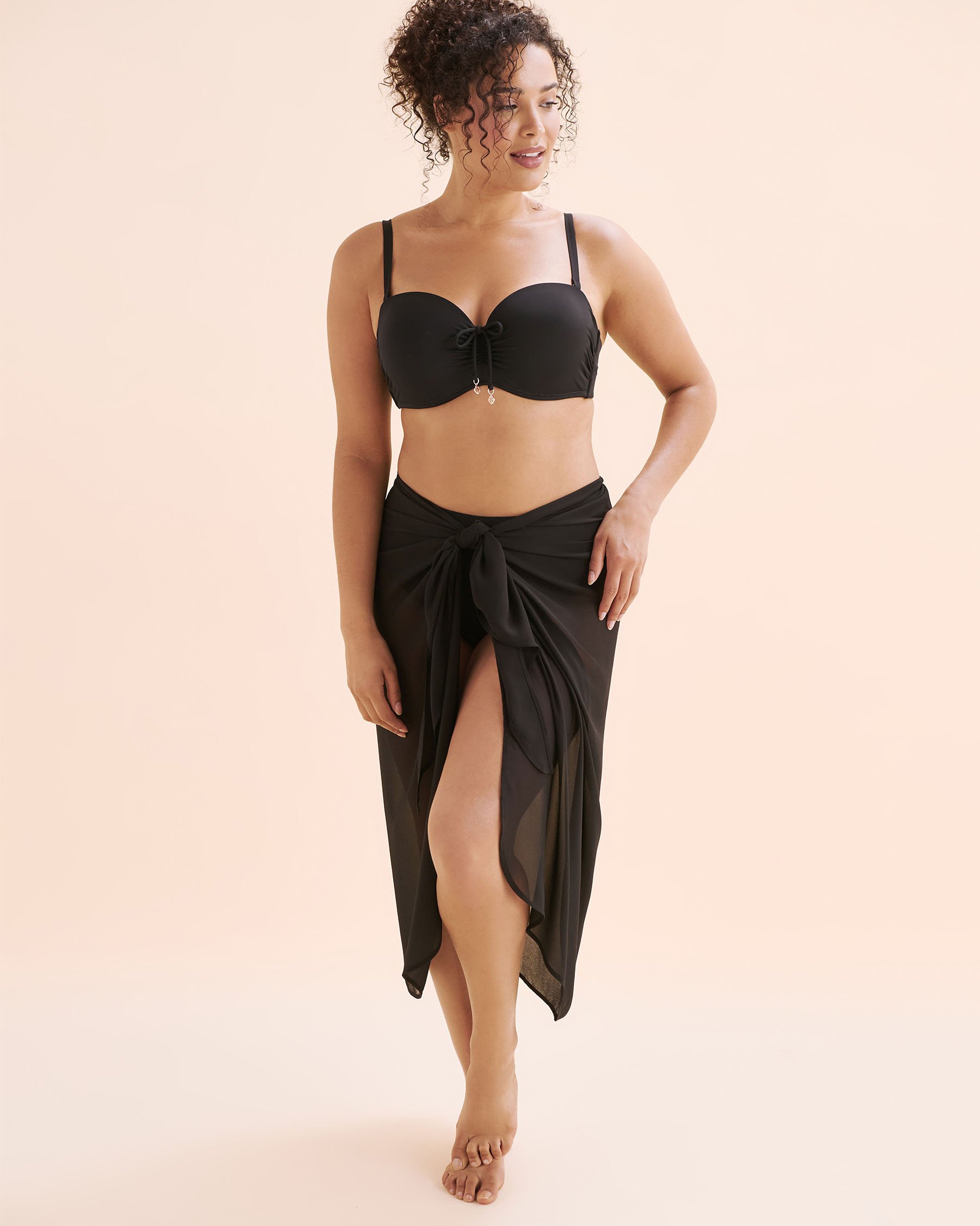 TURQUOISE COUTURE Long Chiffon Pareo Black 02200106 - View3