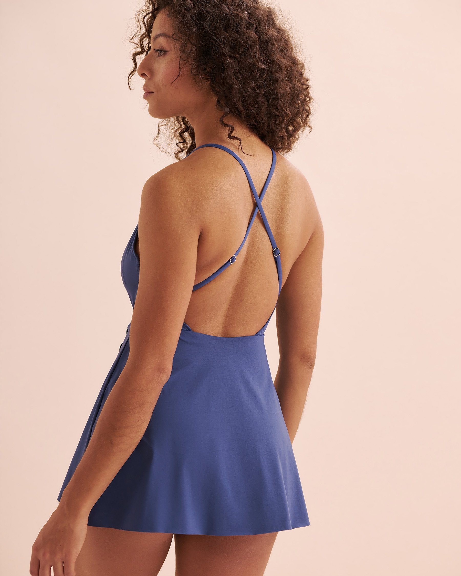 ANNE COLE Live in Color Skirt One-piece Swimsuit Slate Blue MYMD61001 - View2