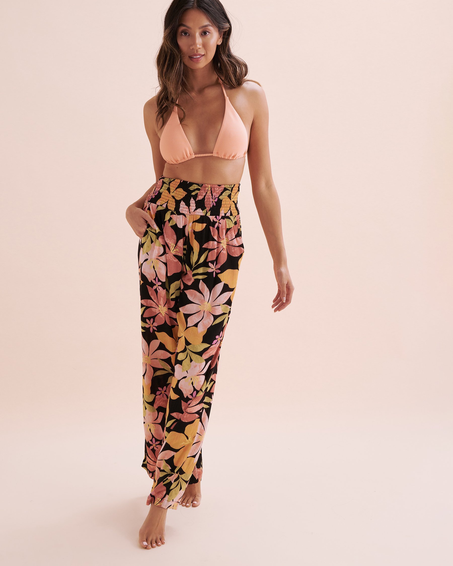 BILLABONG New Waves Wide-leg Pants Pink Flowers ABJNP00263 - View3