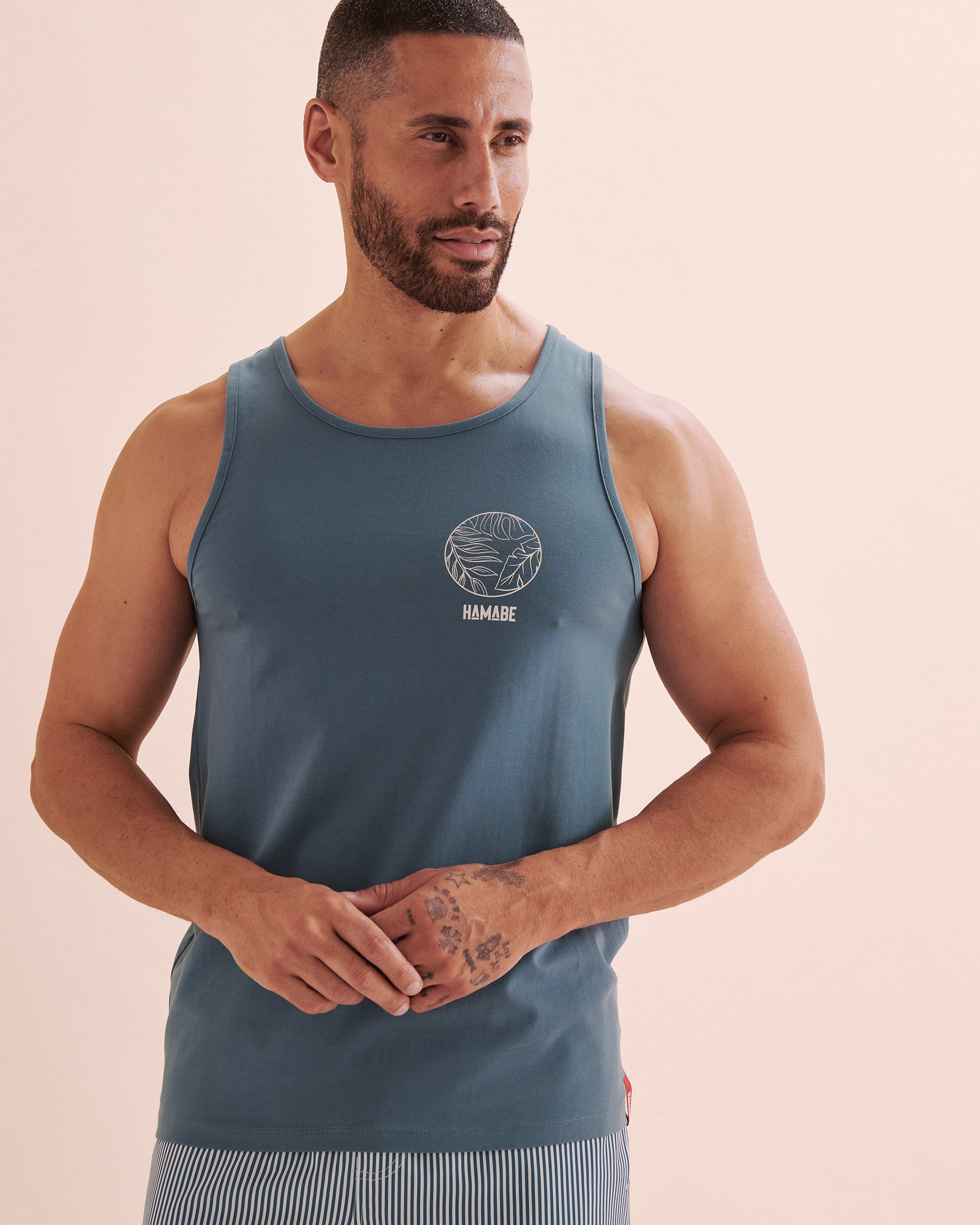 HAMABE Cotton Tank Top Bleu foncé 04100026 - View1