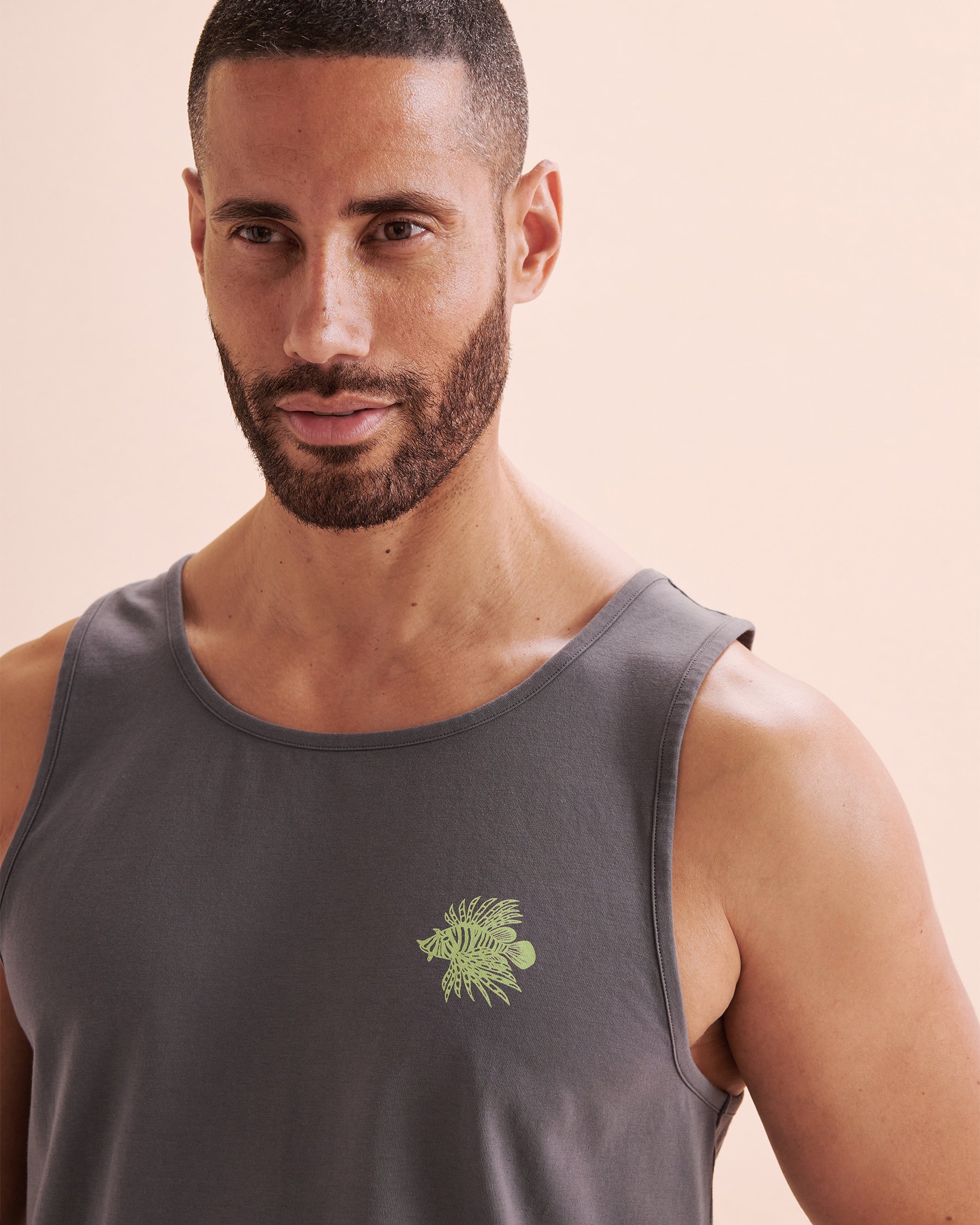 HAMABE Cotton Tank Top Grey 04100026 - View3