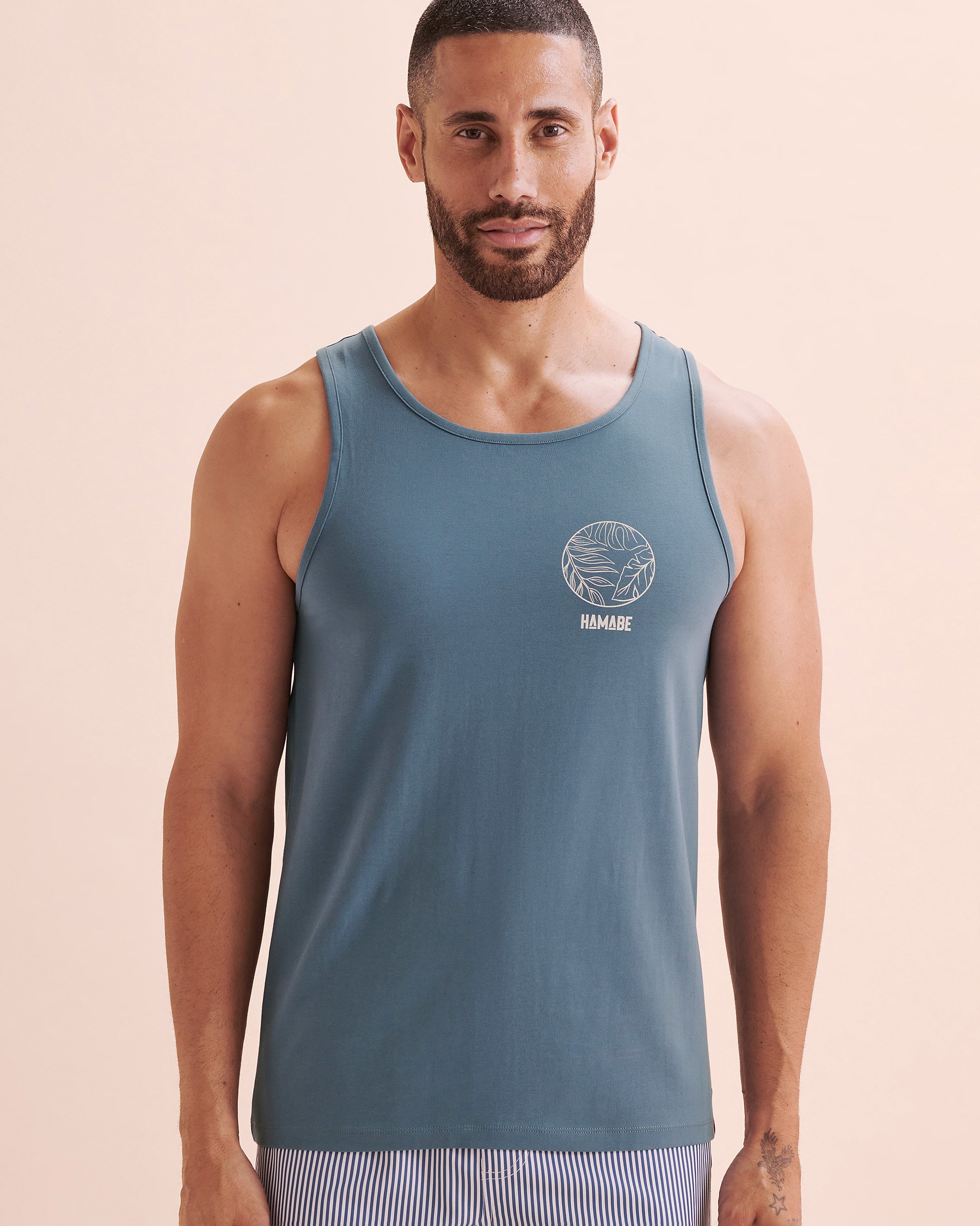 HAMABE Cotton Tank Top Bleu foncé 04100026 - View4