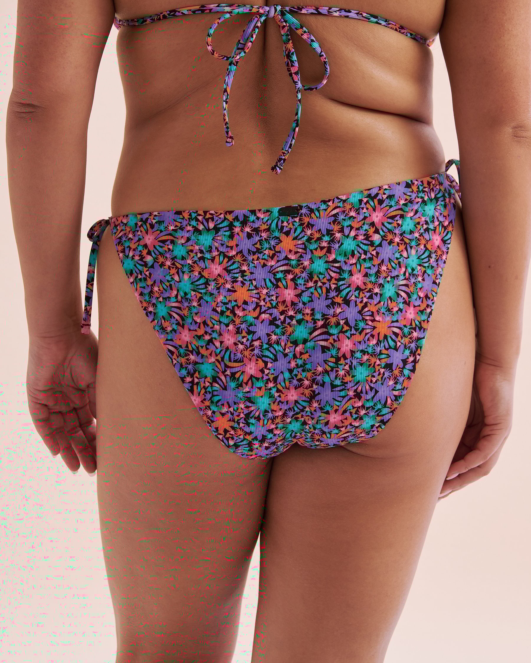 TROPIK Hot Tropical Ribbed Side Tie Brazilian Bikini Bottom Tropical 01300360 - View6