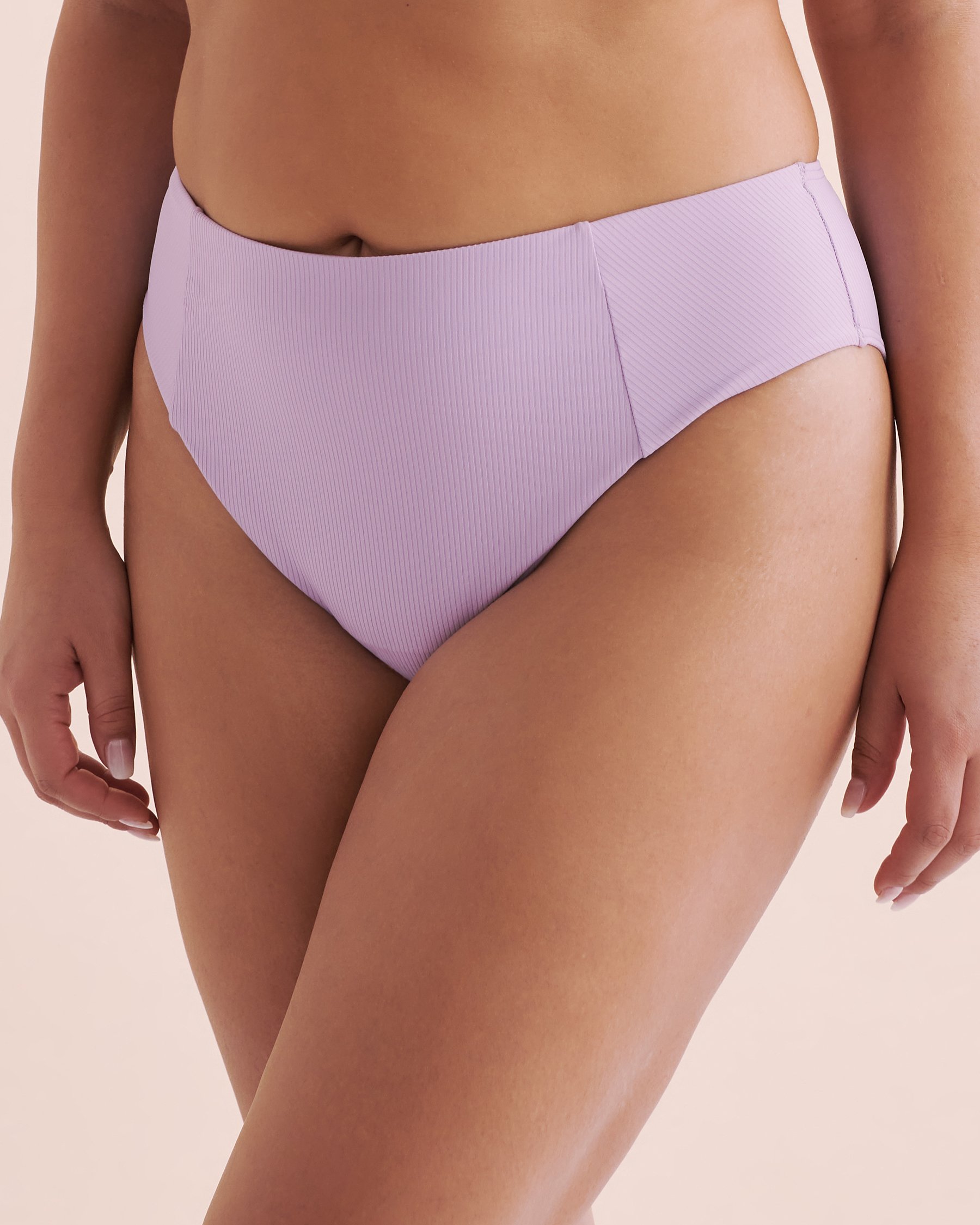 EAU DE SEA Lavander Ribbed High Waist Brazilian Bikini Bottom Lavender 01300365 - View8