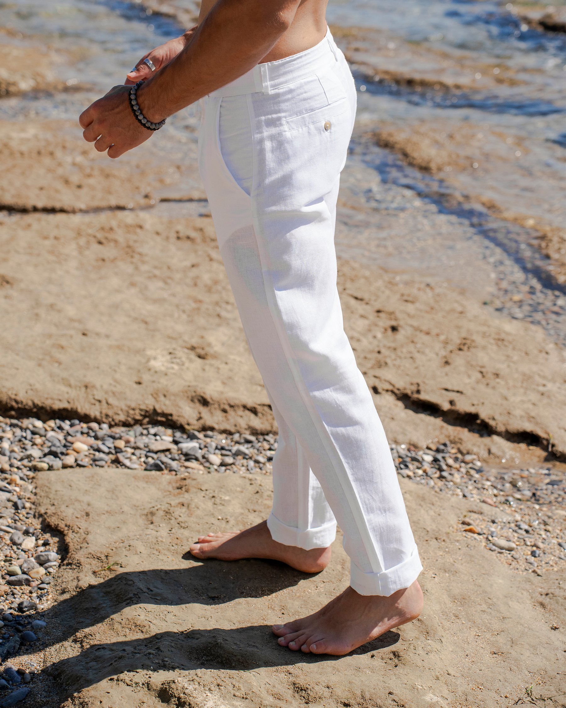 OFF THE BEACH Pantalon en mélange de lin Blanc 04200003 - Voir4