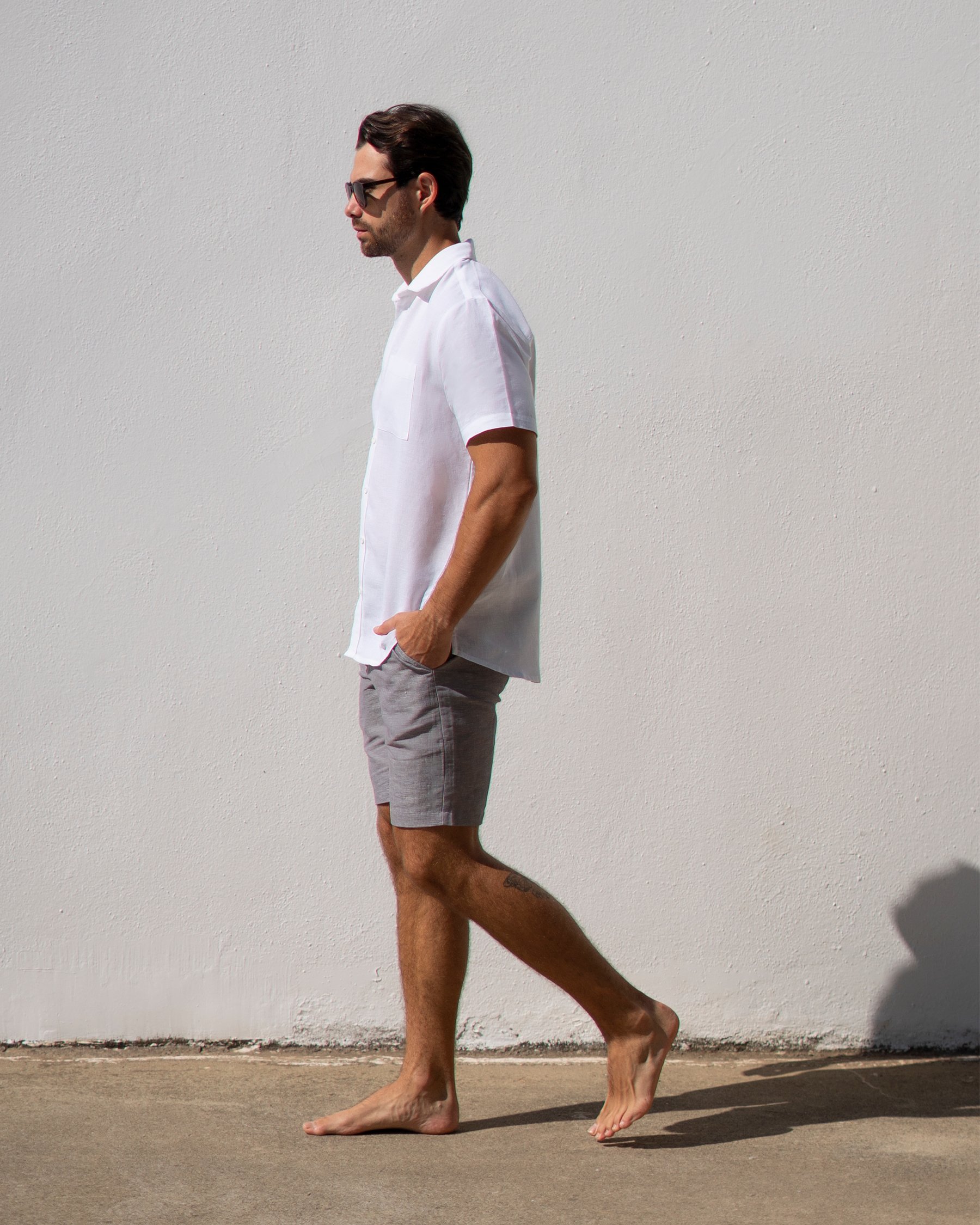 OFF THE BEACH Linen Blend Shorts Grey 04200004 - View3