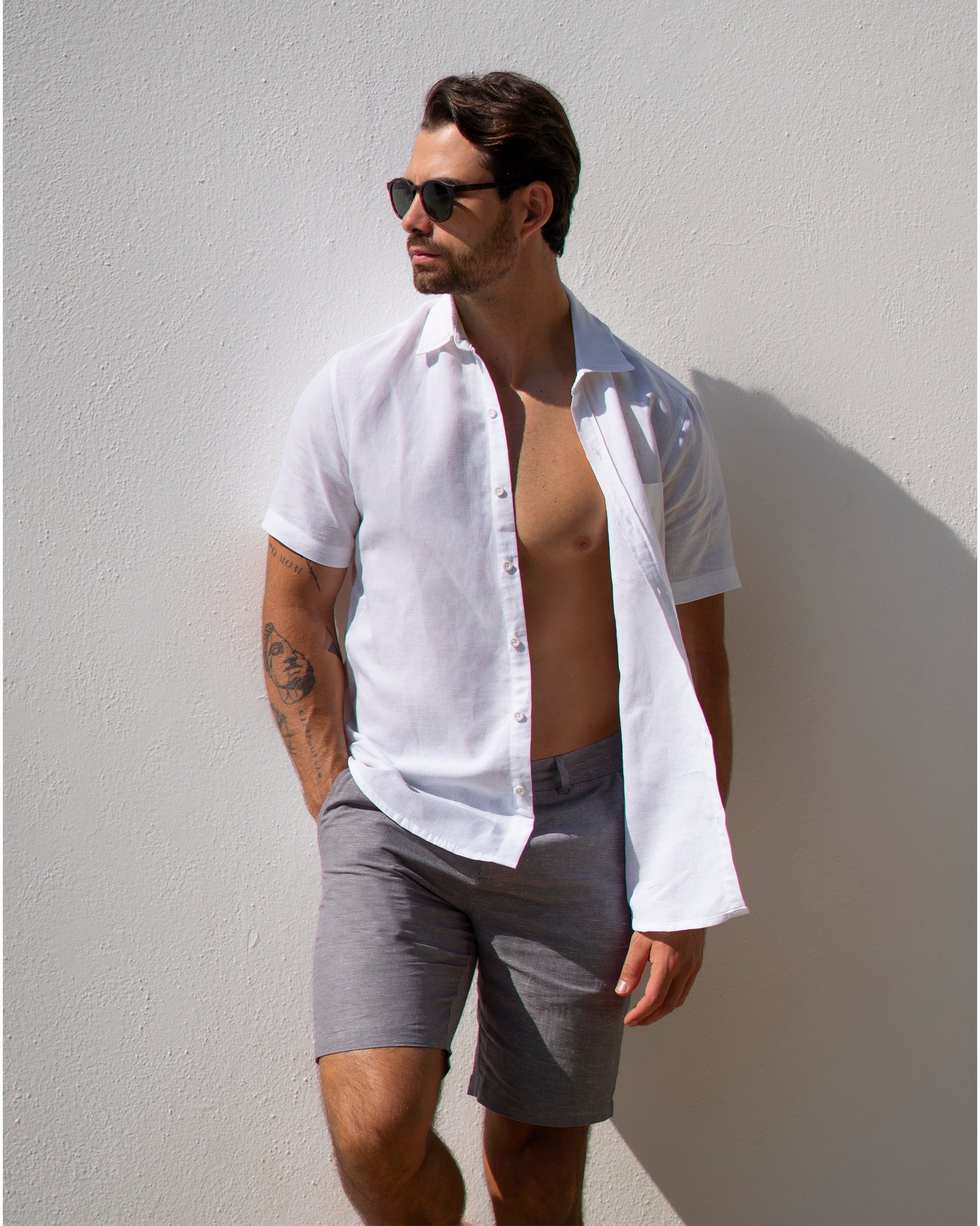 OFF THE BEACH Linen Blend Shorts Grey 04200004 - View2