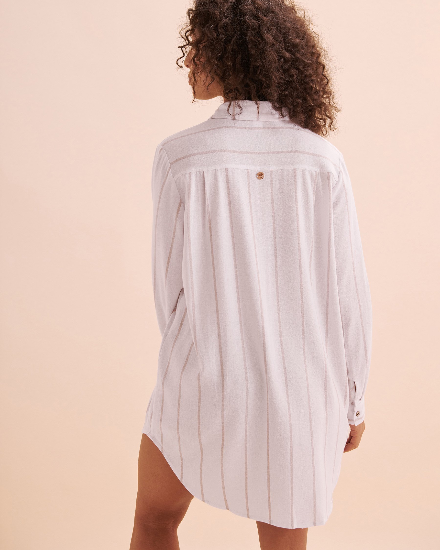 OFF THE BEACH Chemise longue rayée Rayures sable beige 02100029 - Voir5