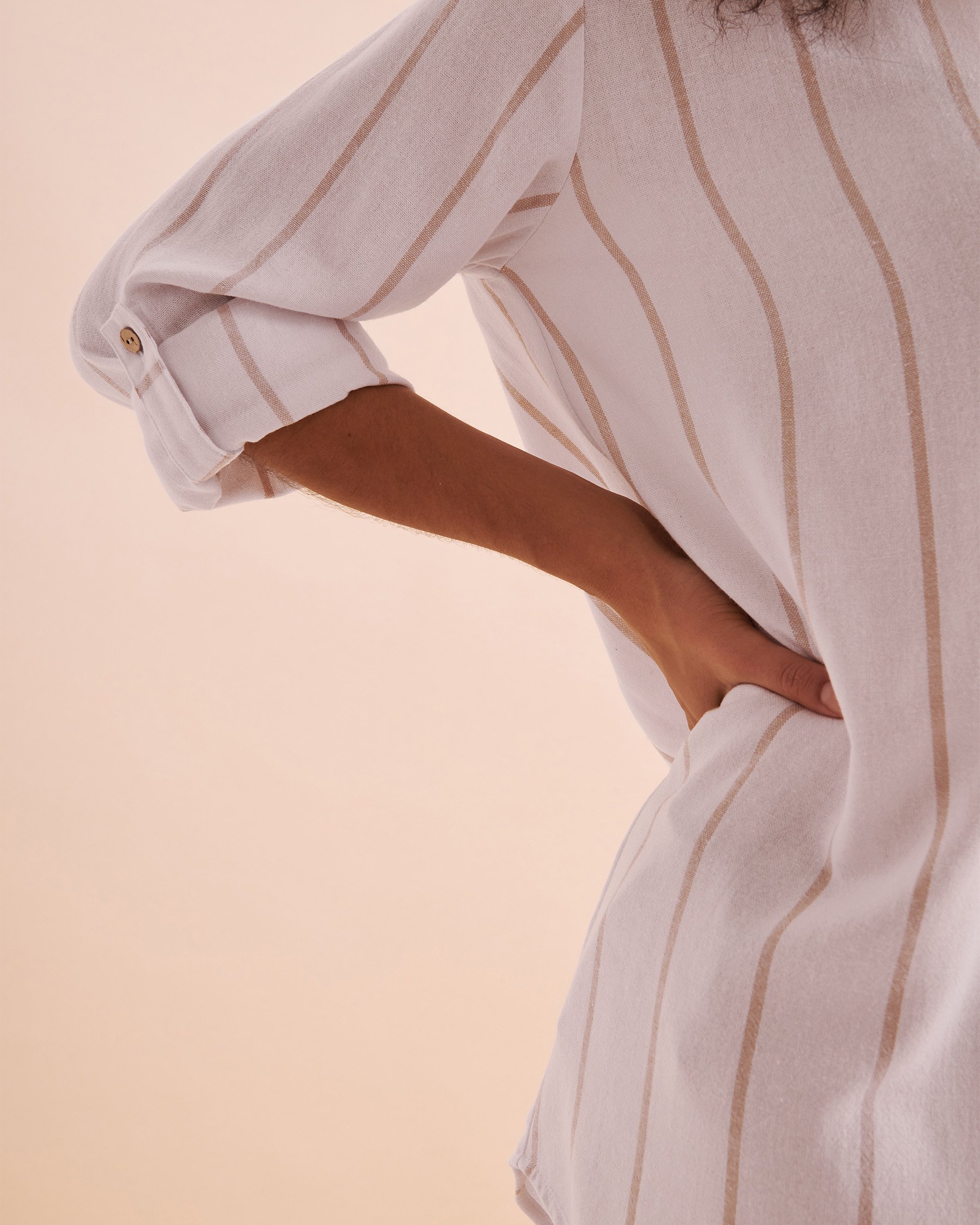 OFF THE BEACH Chemise longue rayée Rayures sable beige 02100029 - Voir6