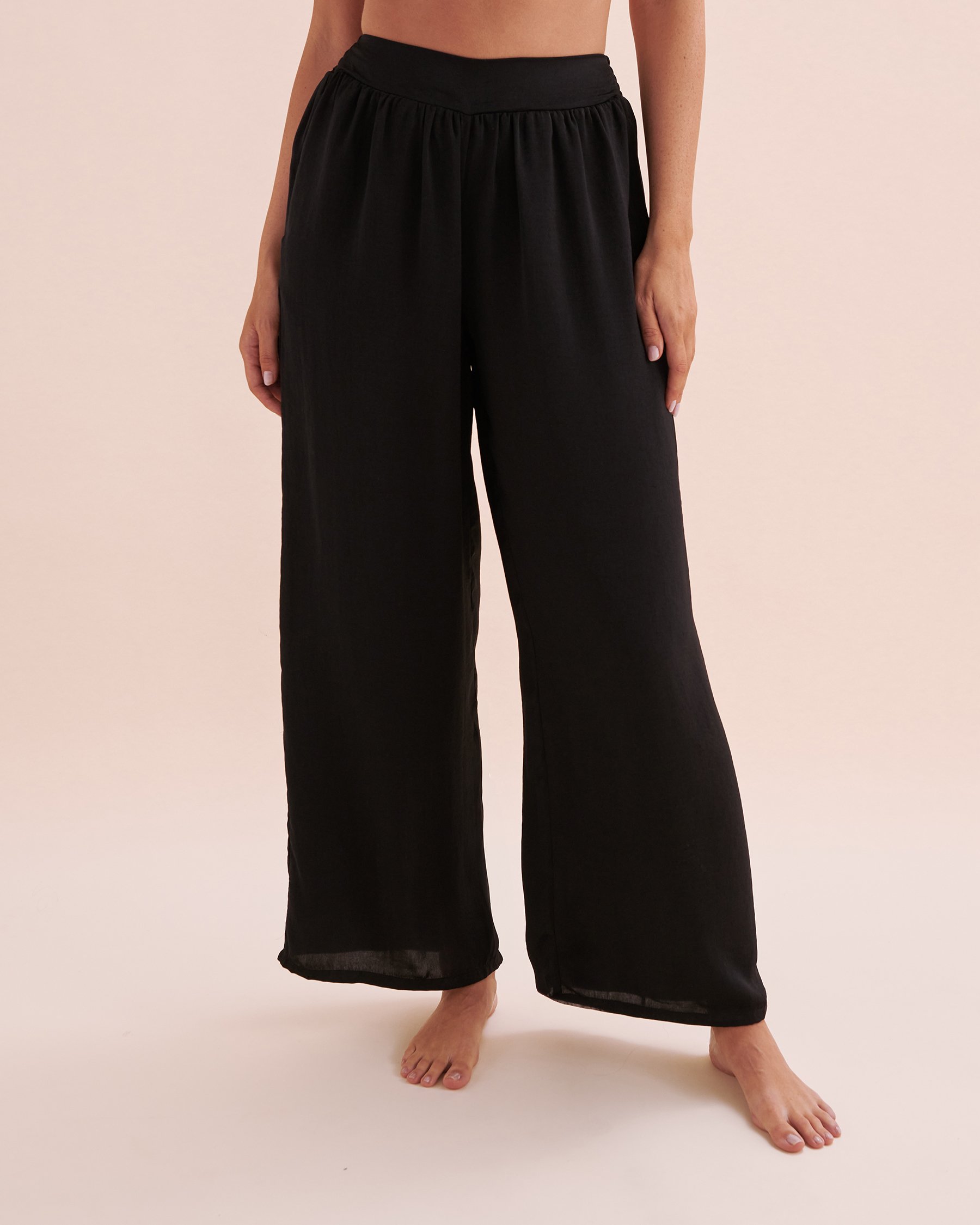 SANTEMARE Satin Beach Pants Black 02200076 - View1