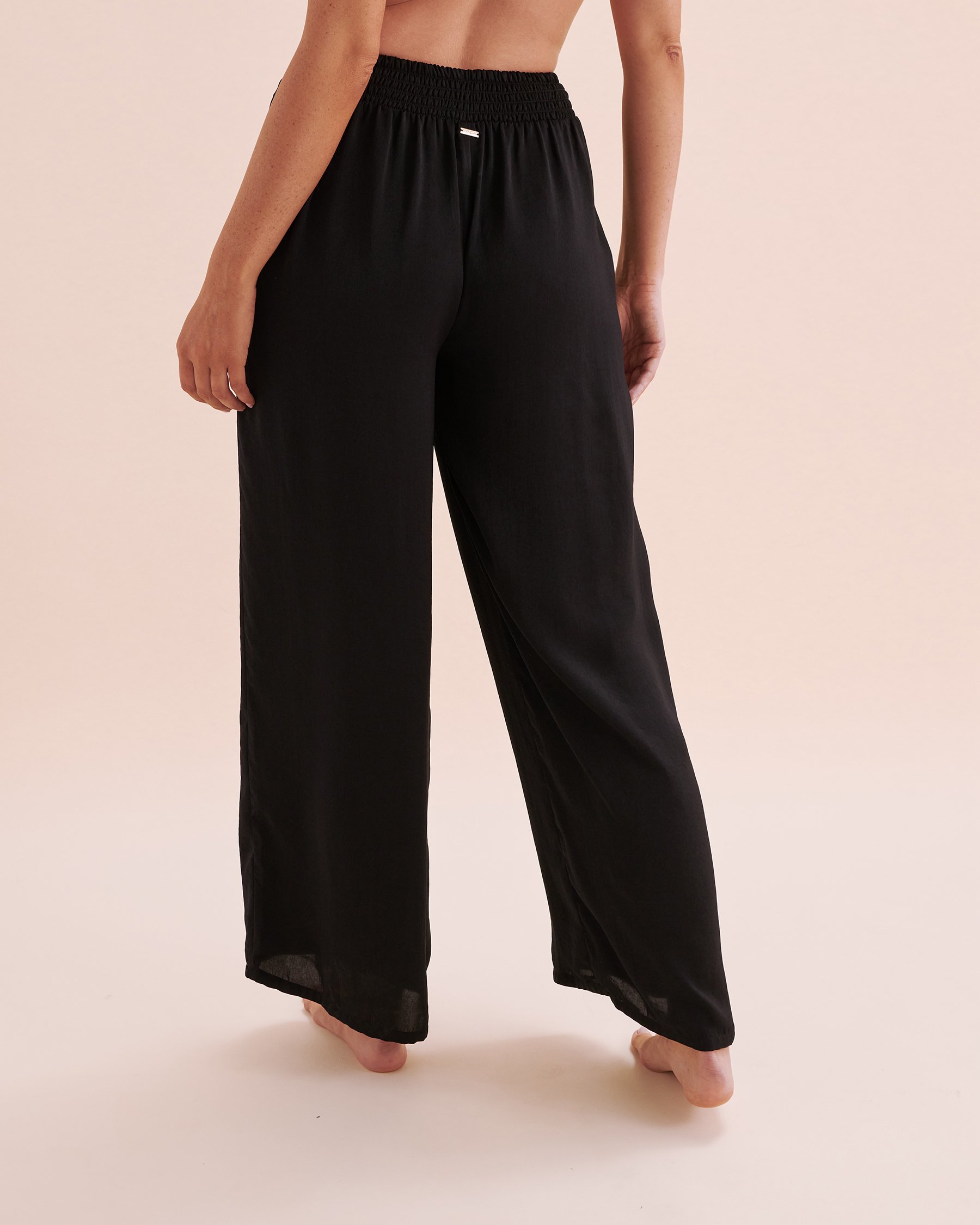 SANTEMARE Satin Beach Pants Black 02200076 - View3