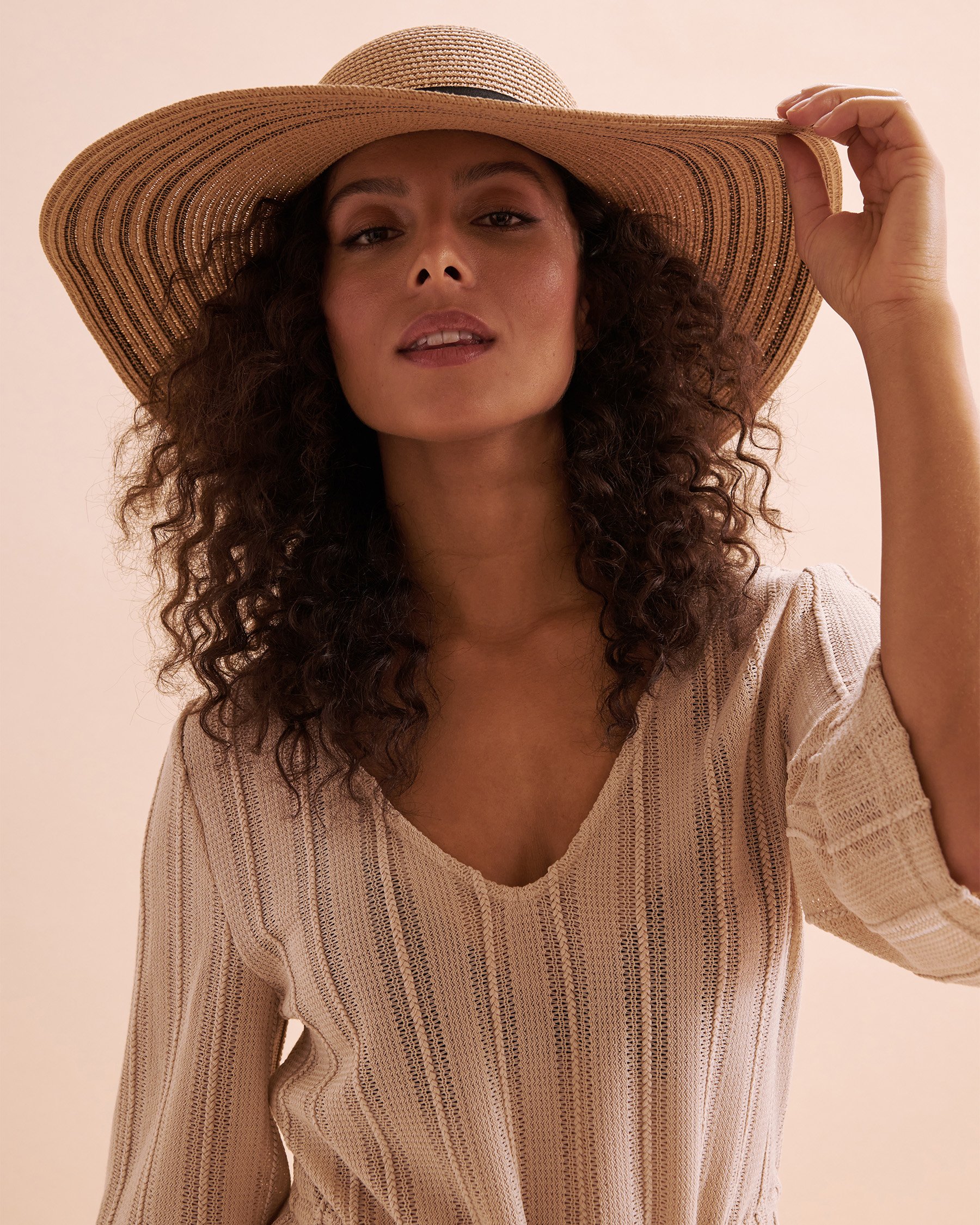 SARAJANE Wide Brim Straw Hat Camel/Black 24SJ2088 - View3