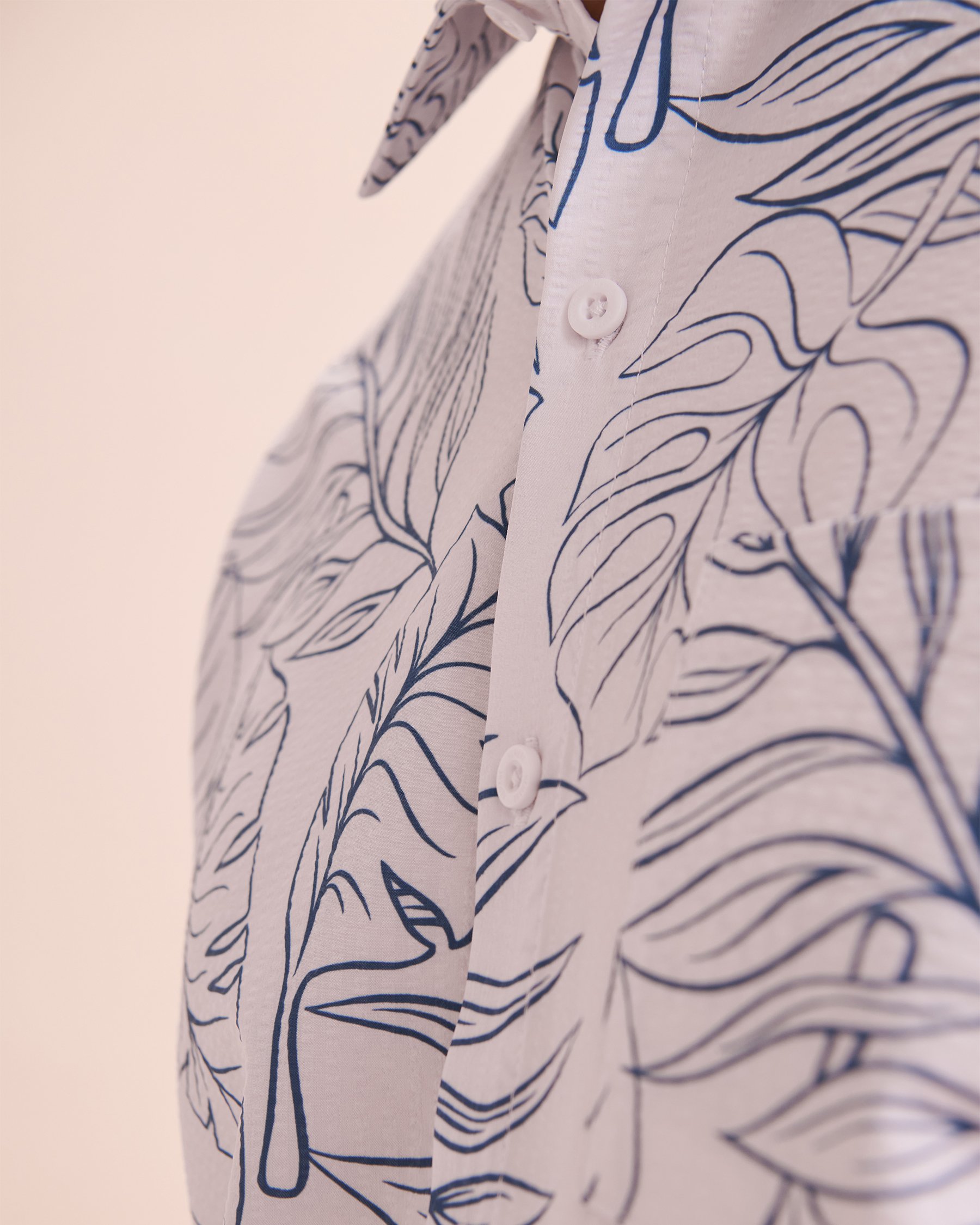 HAMABE Short Sleeve Shirt White Tropical Leaves 04100027 - View4