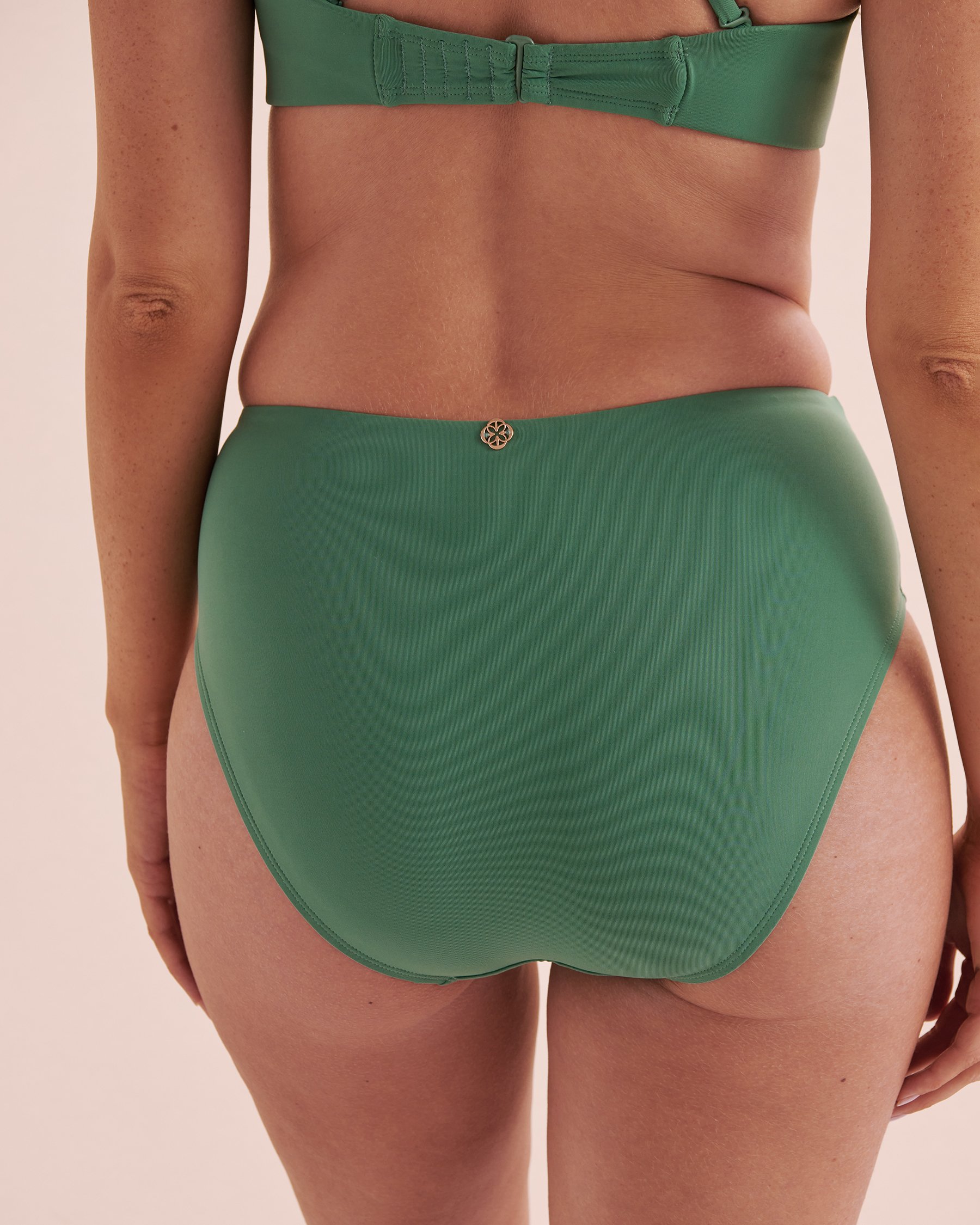 TURQUOISE COUTURE Botanical Dream Draped Mid Waist Bikini Bottom Botanical Green 01300371 - View4