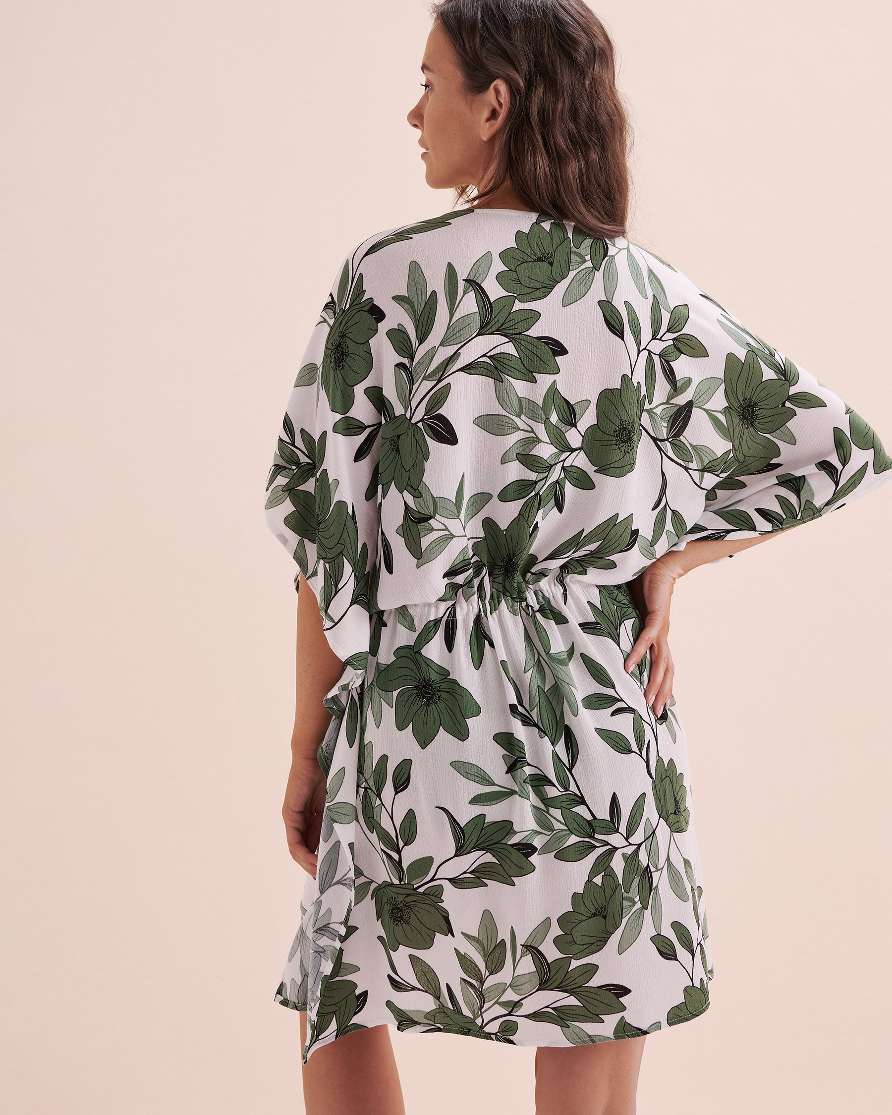 TURQUOISE COUTURE Crochet Detail Gauze Caftan Botanical Green 02400043 - View2