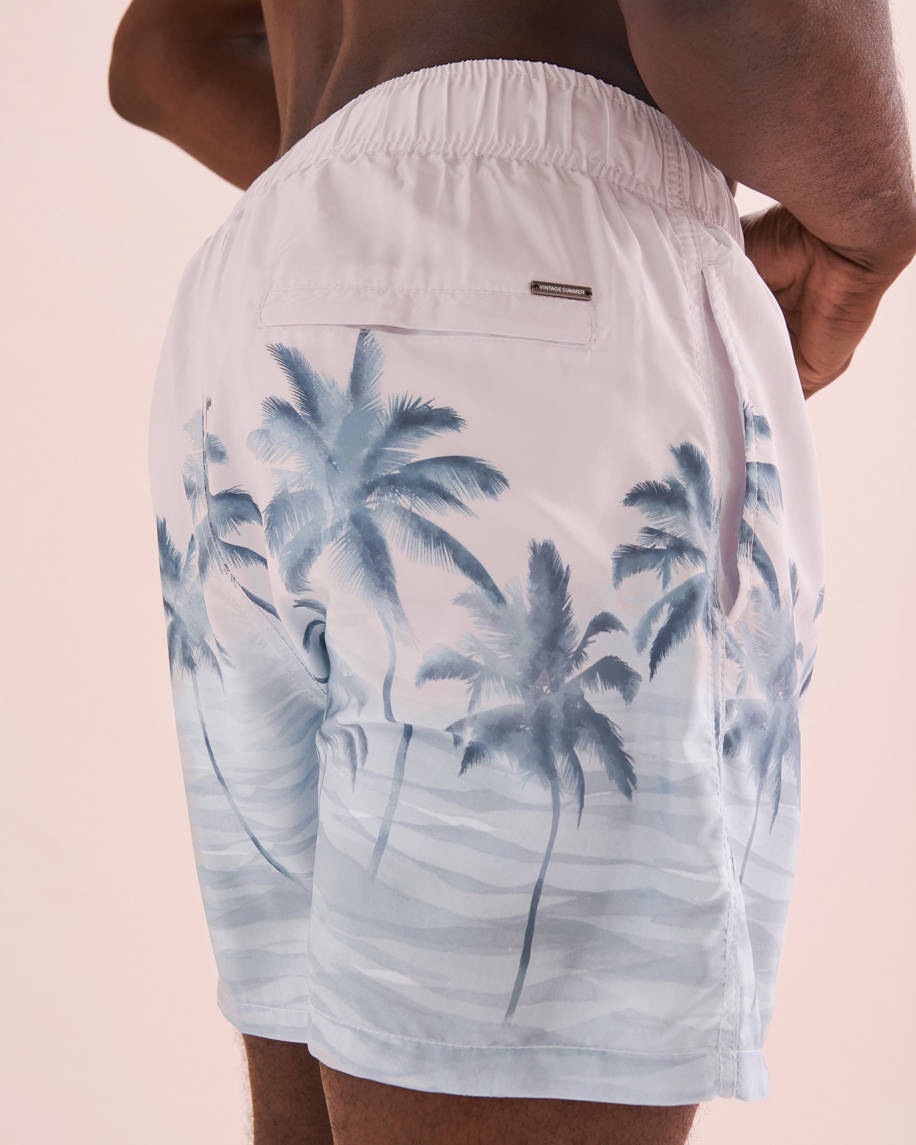 VINTAGE SUMMER Ponji Volley Swimsuit White/Palm Tree V90704 - View3