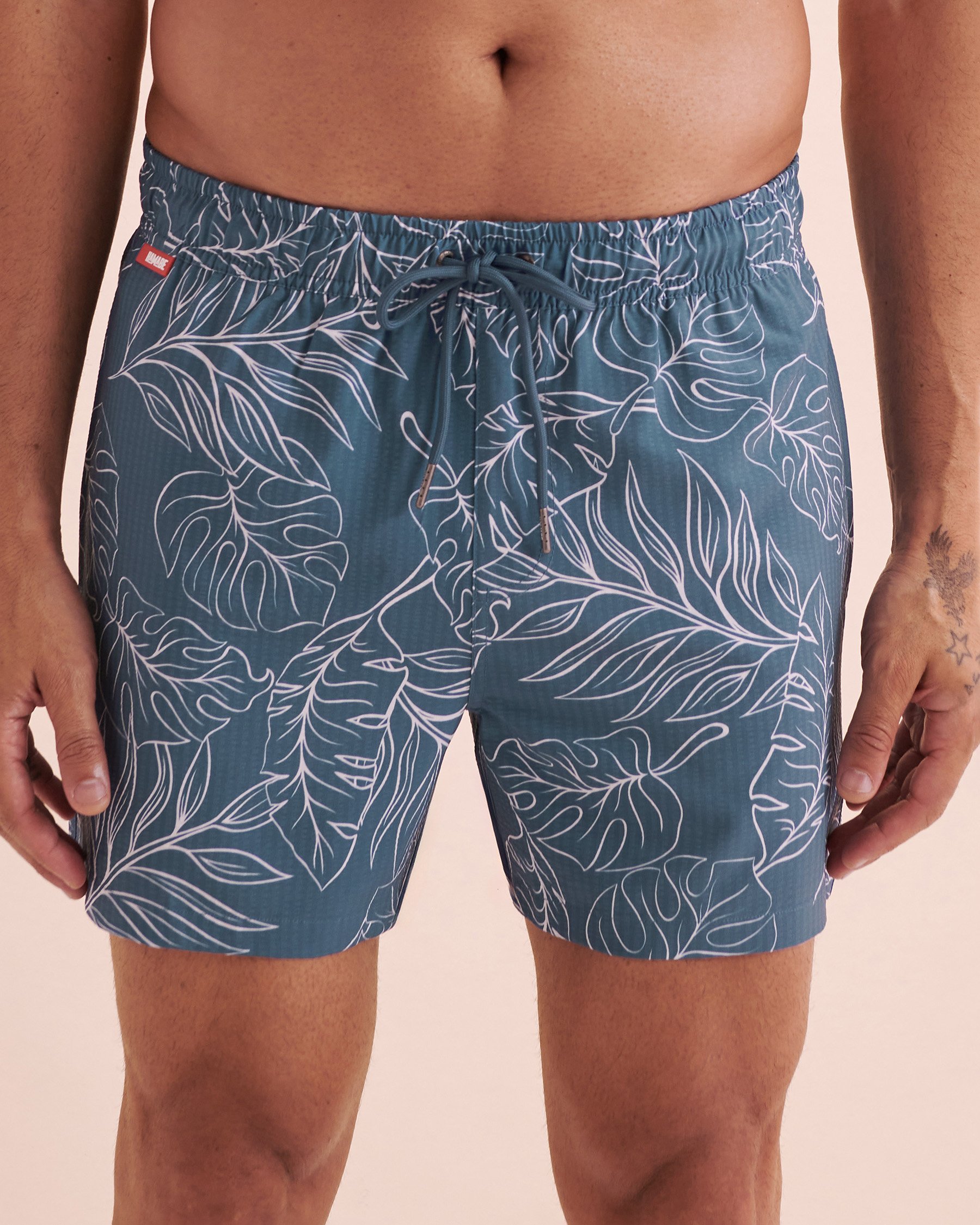 HAMABE Volley Swimsuit Tropical Leaves/Blue 03100039 - View2