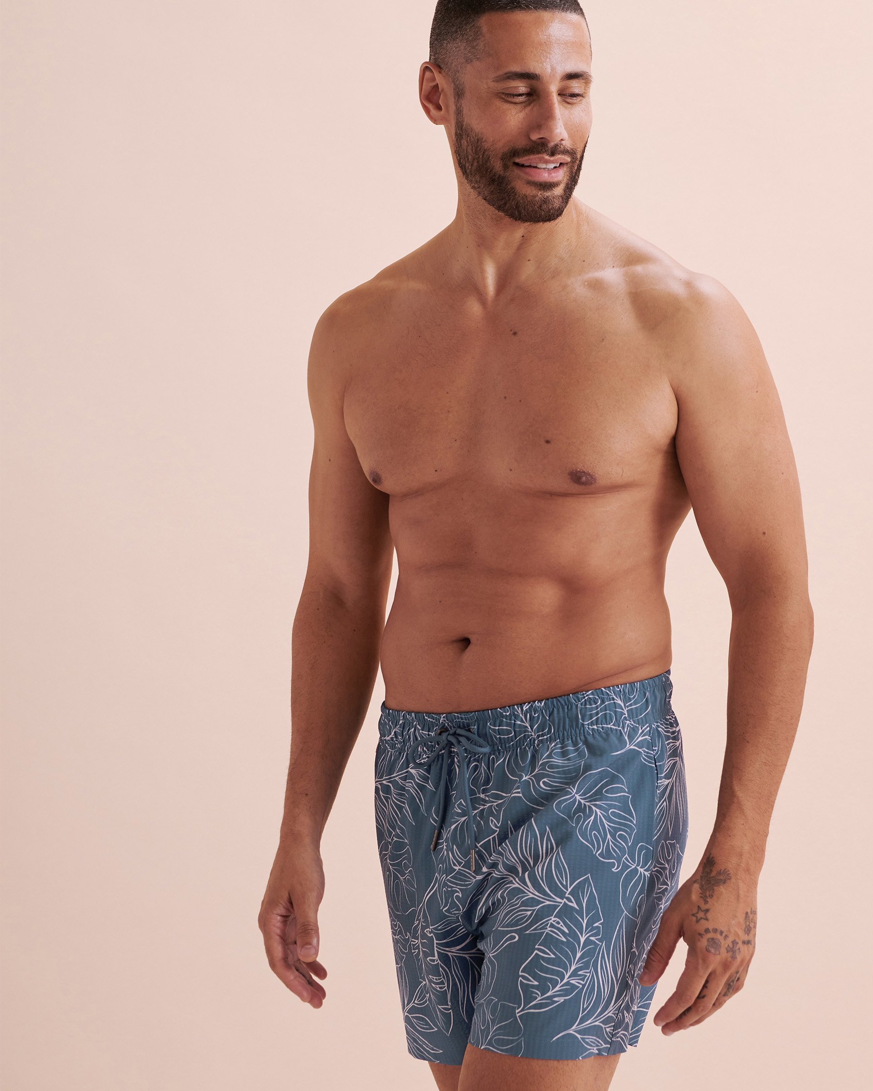 HAMABE Volley Swimsuit Tropical Leaves/Blue 03100039 - View5