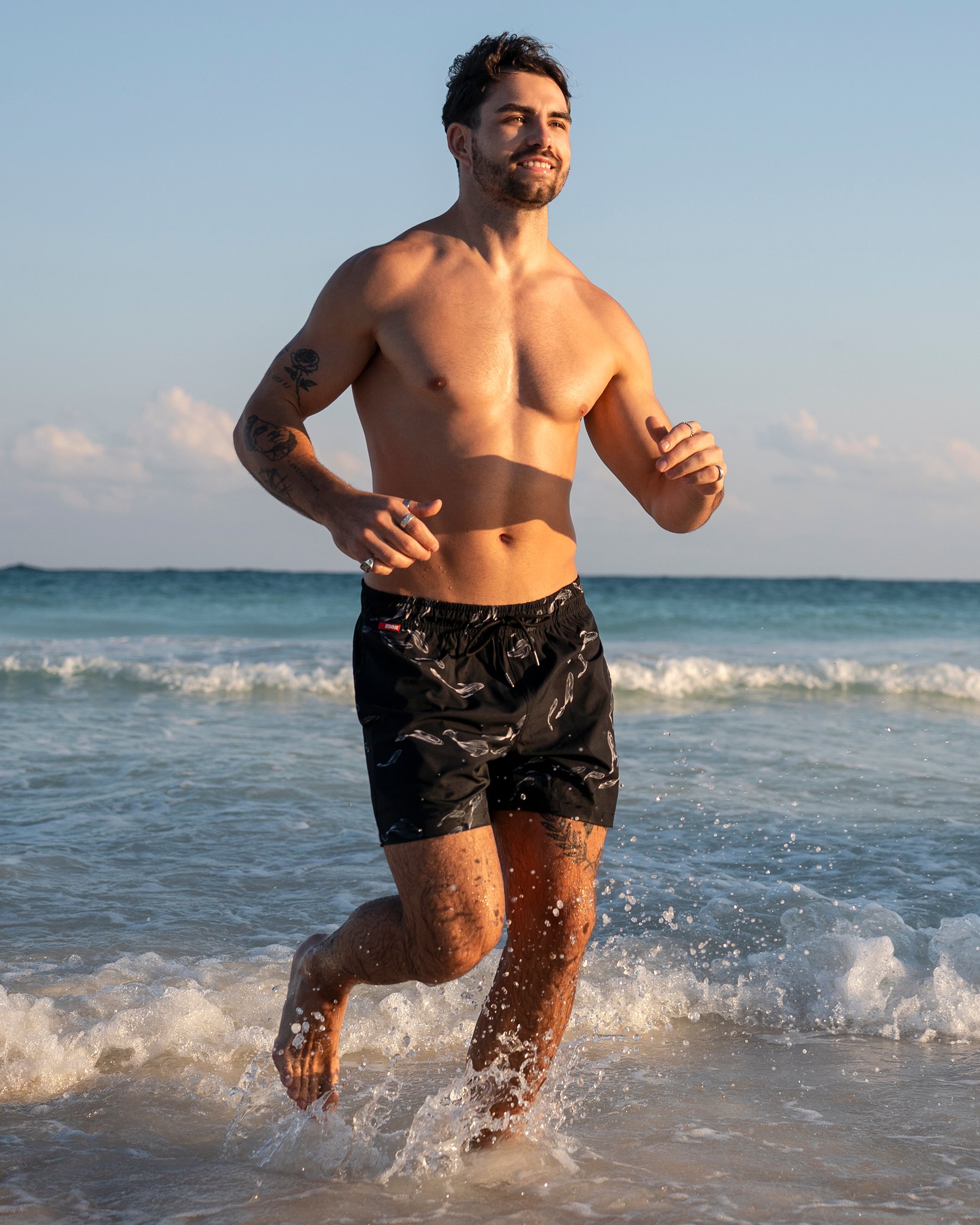 HAMABE Maillot volley Imprimé poisson noir 03100043 - View1