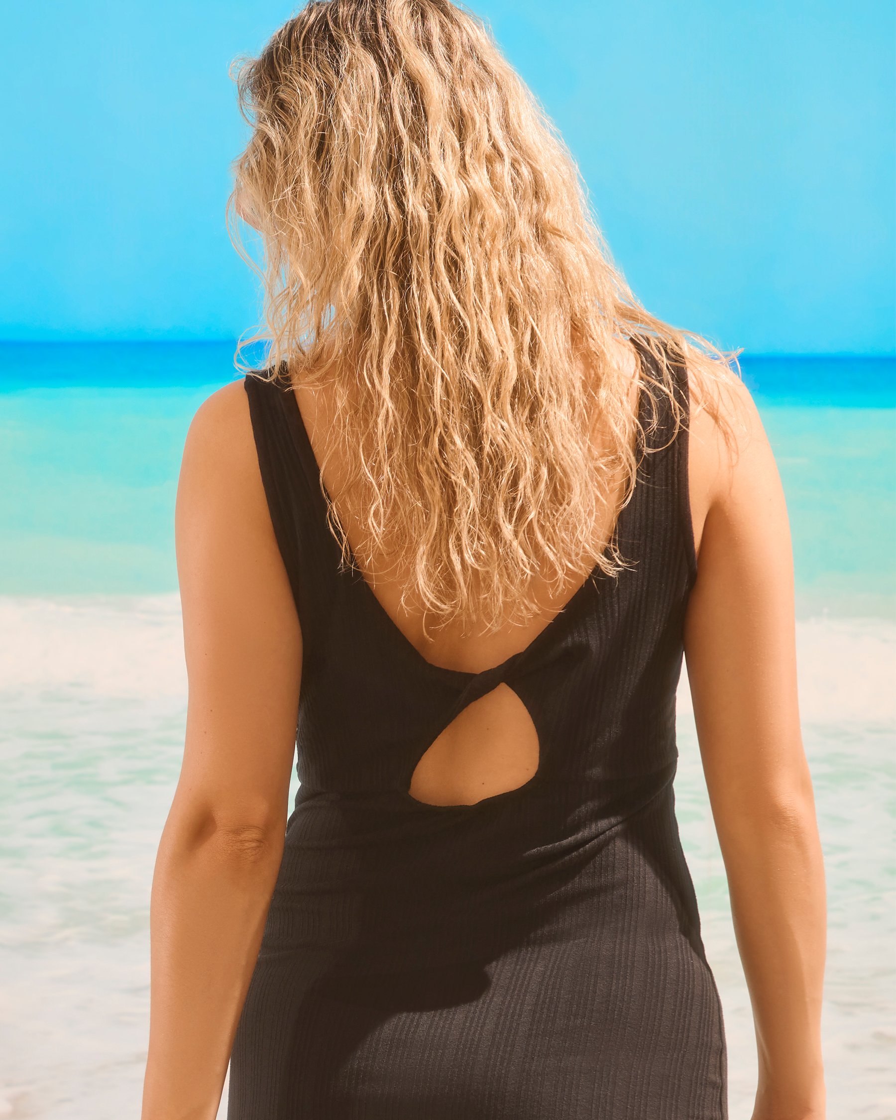 MY BIKINI STORY Robe sans manches côtelée Noir 02300141 - View2