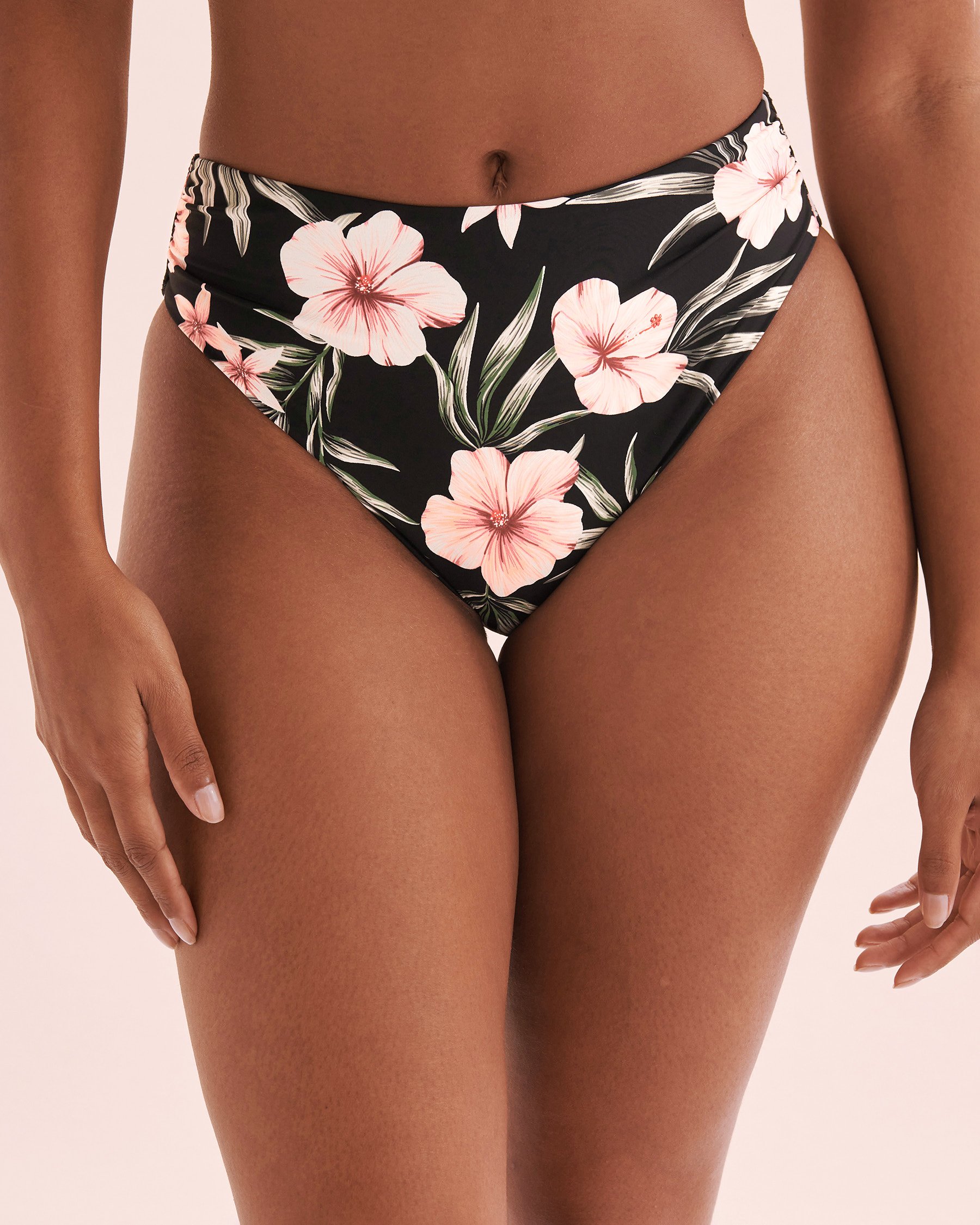 EAU DE SEA Bas de bikini brésilien Tropical Hibiscus Imprimé hibiscus noir 01300373 - Voir4