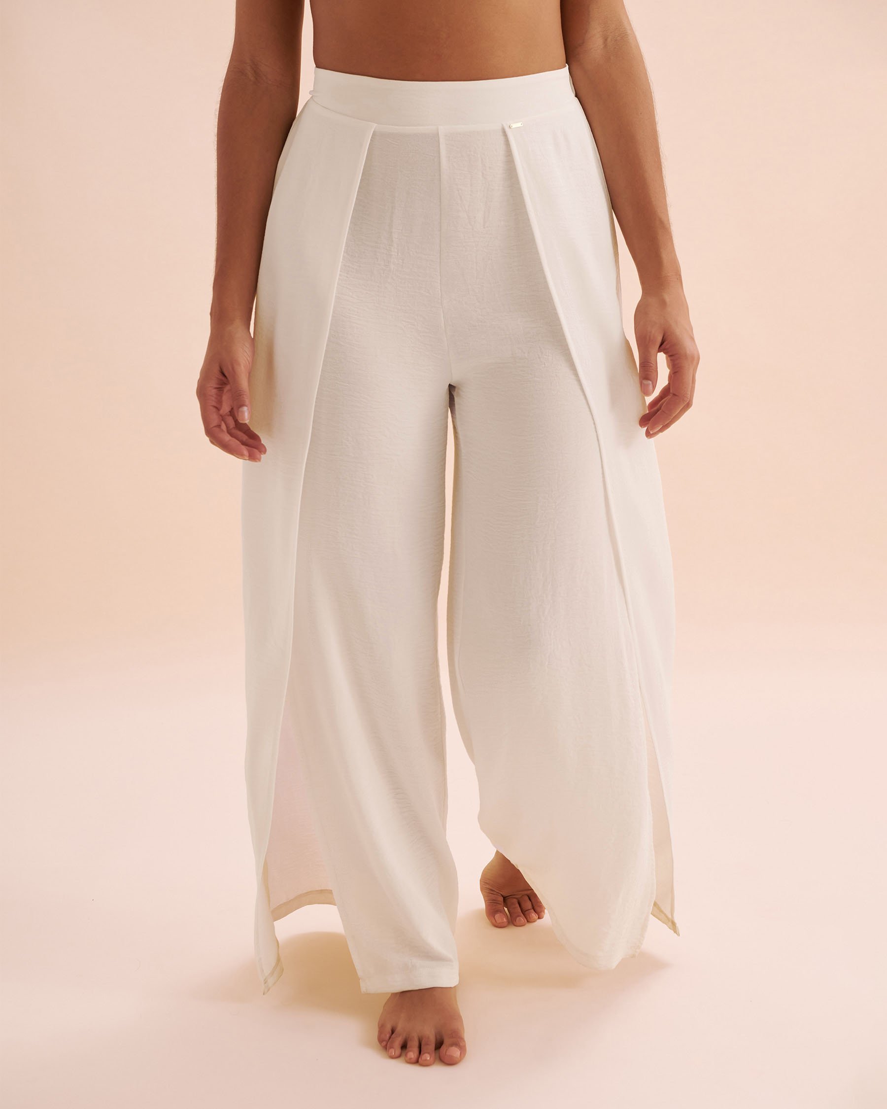 EVERYDAY SUNDAY Pantalon de plage jambe large Blanc cassé ESBEAW04174 - Voir4