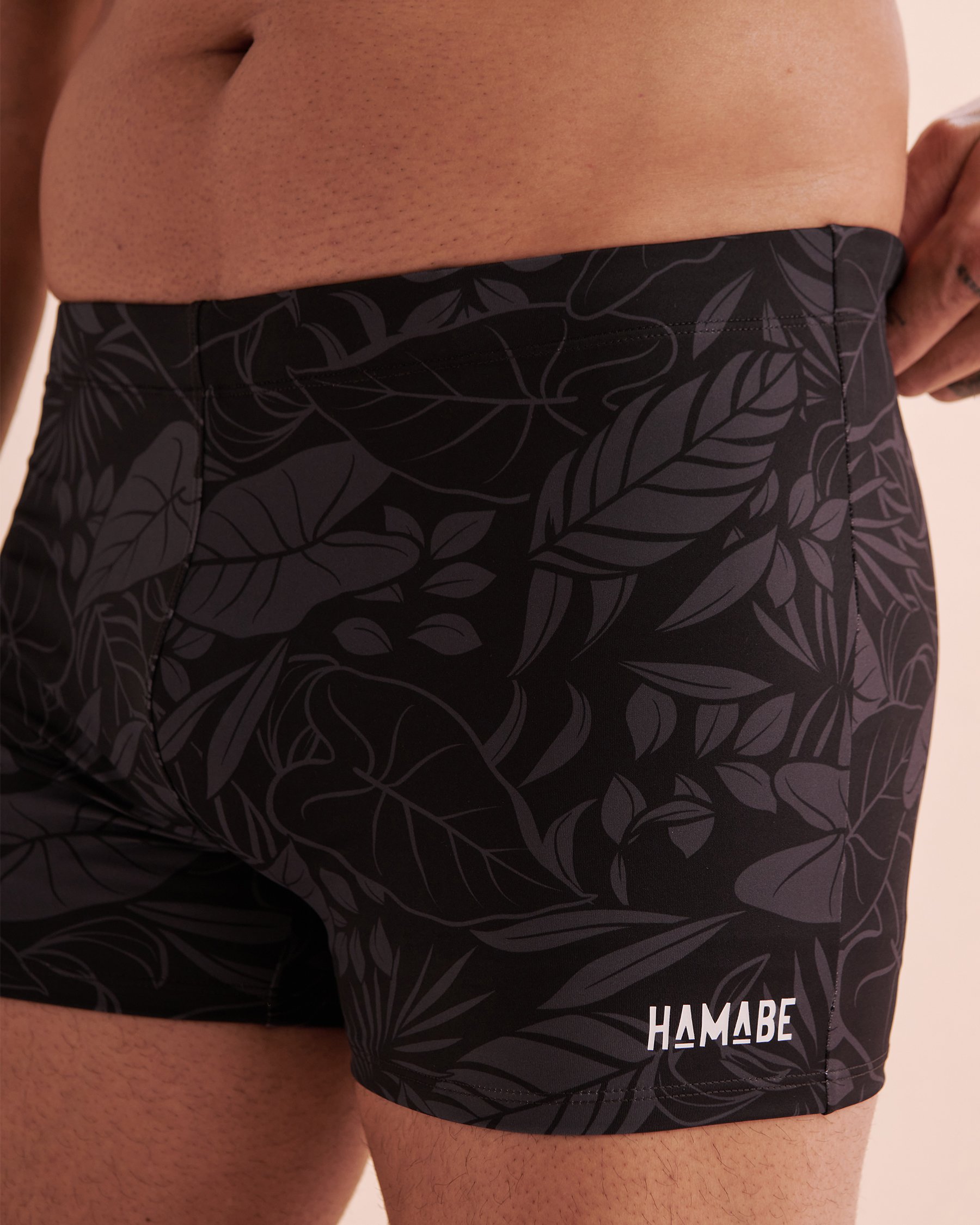 HAMABE Maillot de bain boxer imprimé Feuilles noires 03100030 - Voir3
