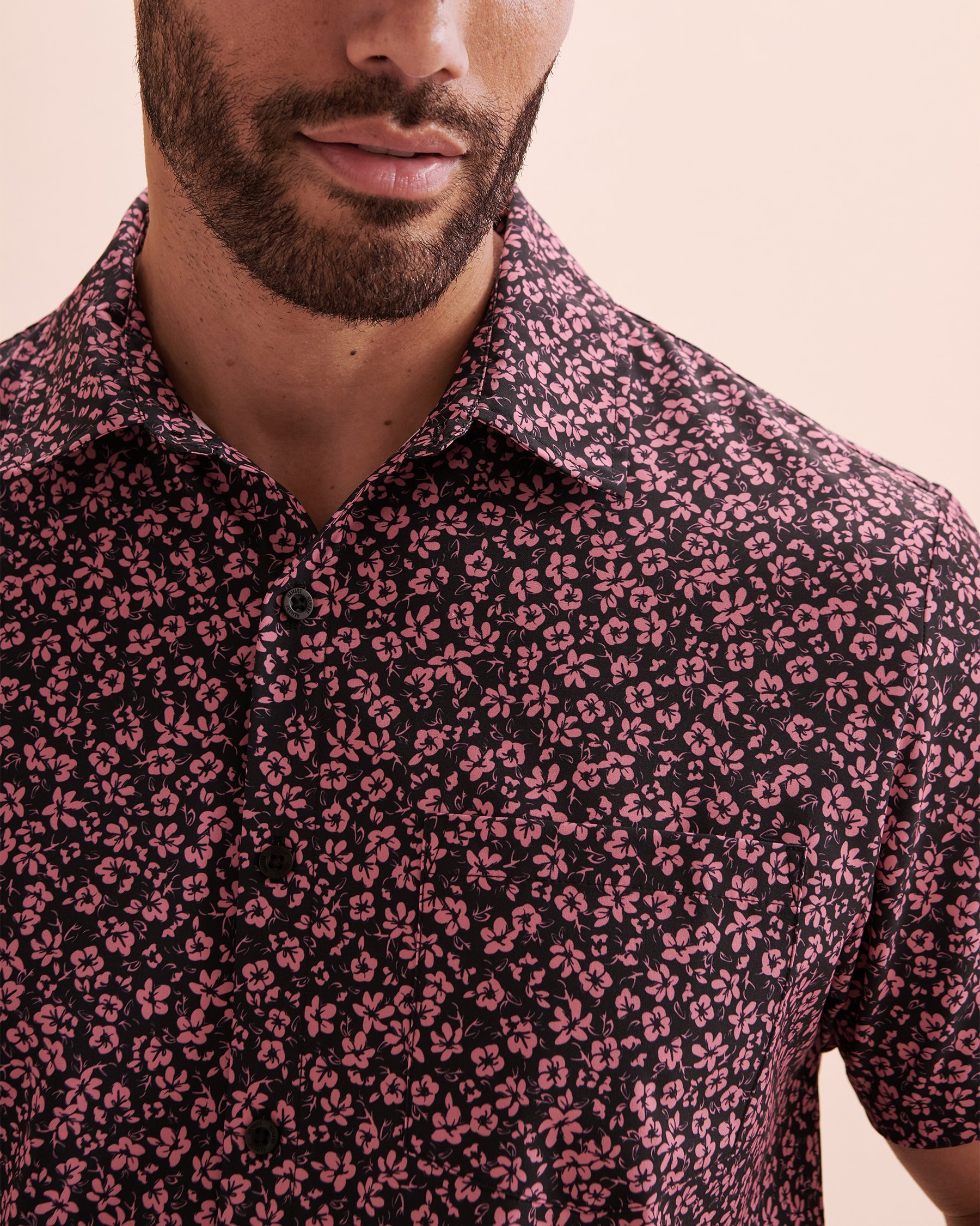 HAMABE Short Sleeve Shirt Black rose print 04100028 - View3