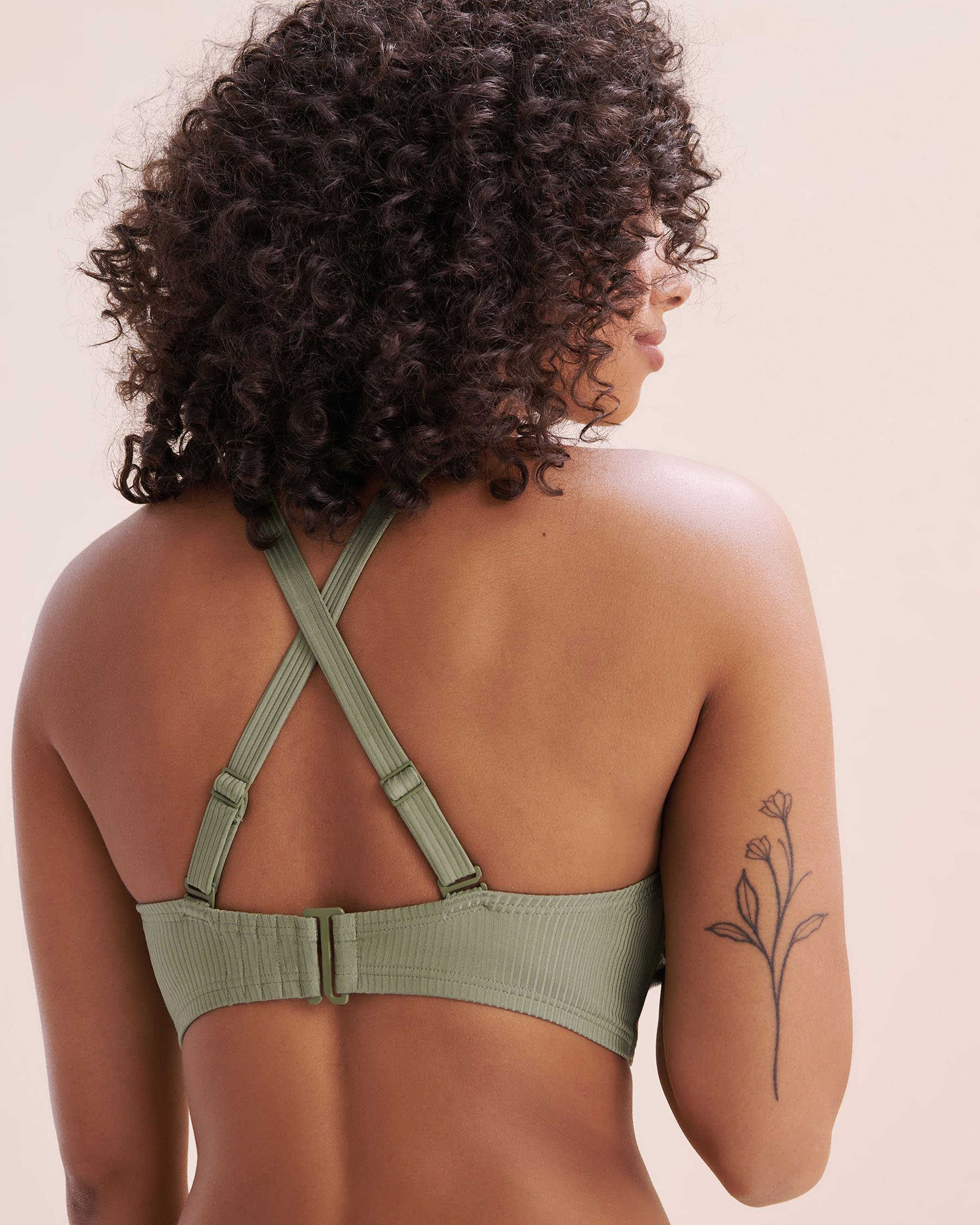 MY BIKINI STORY Haut de bikini bralette bonnet D brillant Malibu Vert végétal 01200091 - Voir3