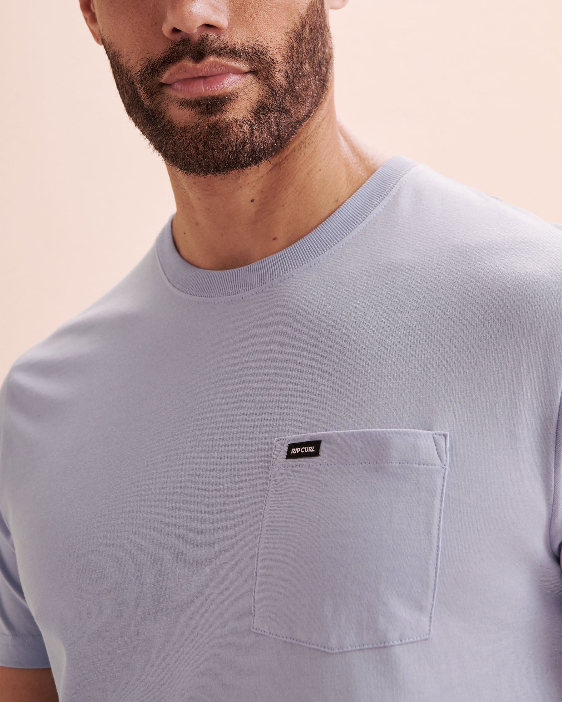 RIP CURL T-shirt uni avec poche Bleu glacier 0BTMTE - Voir3