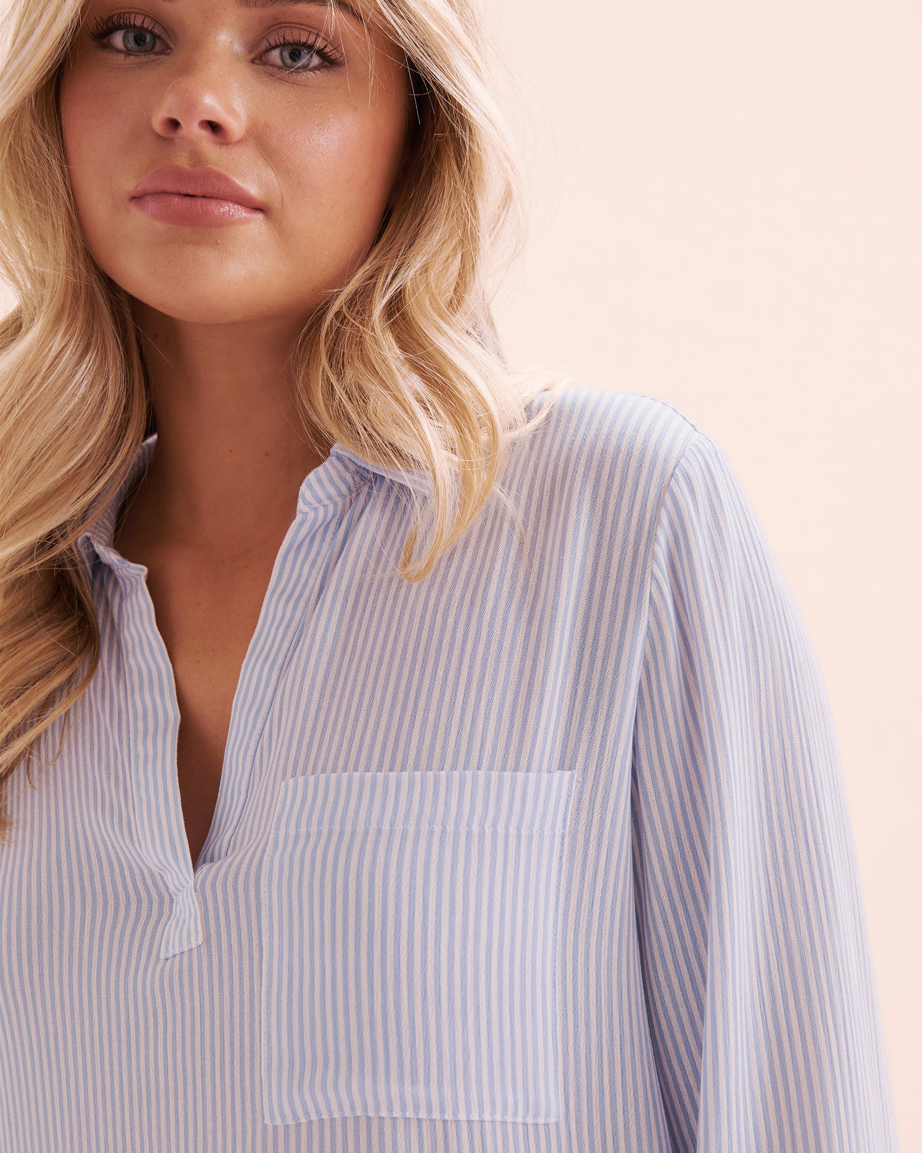 TROPIK Chemise en gaze rayée Bleu et blanc 02100032 - Voir4