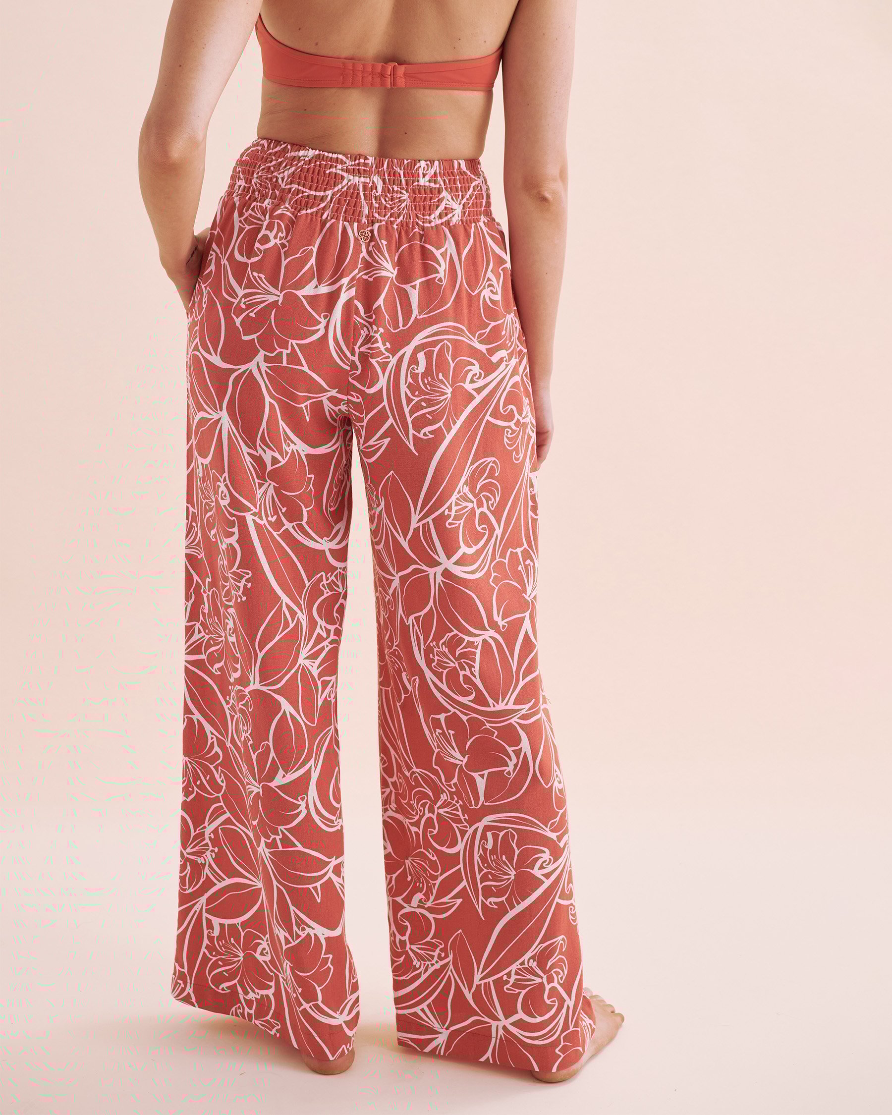 TURQUOISE COUTURE Pantalon en lin Sunset In Portofino Blanc et rouge 02200078 - View2
