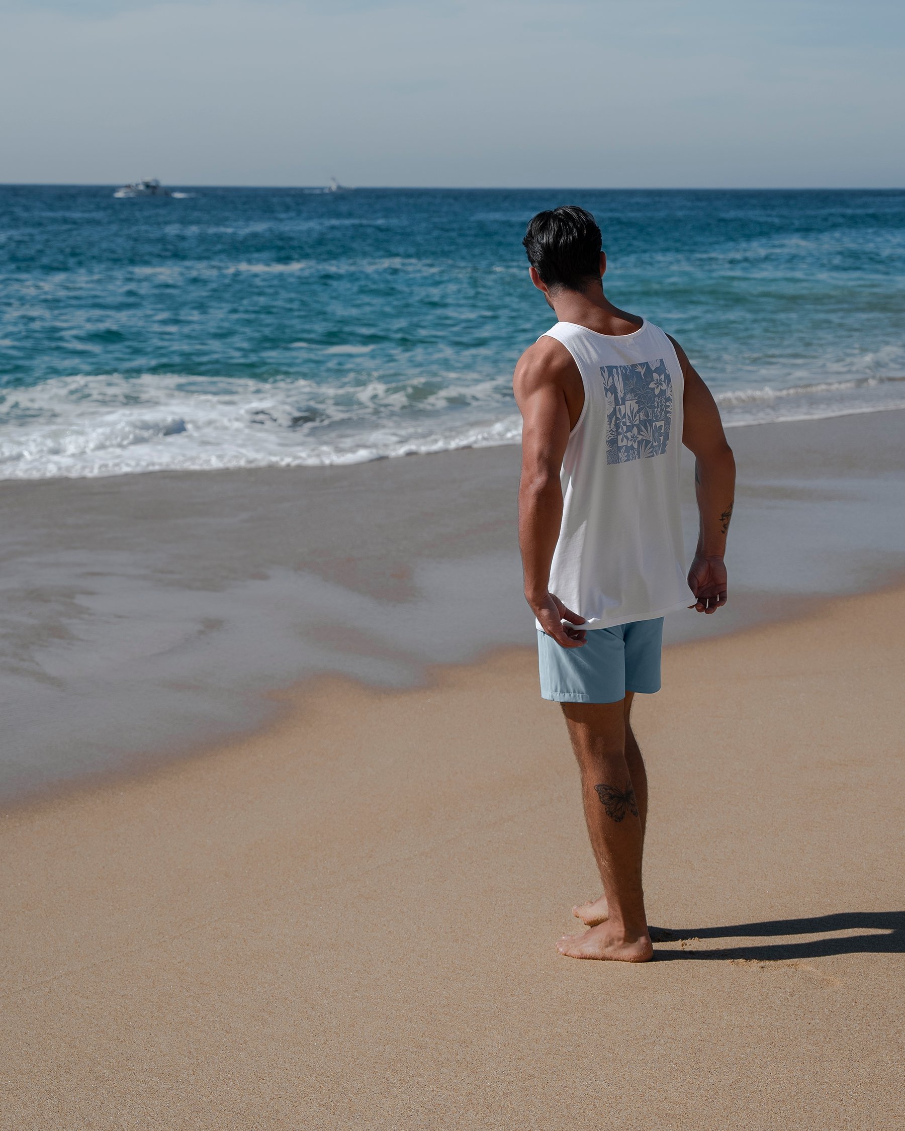 HAMABE Débardeur de surf à fleurs Blanc brillant et bleu 04100031 - Voir3