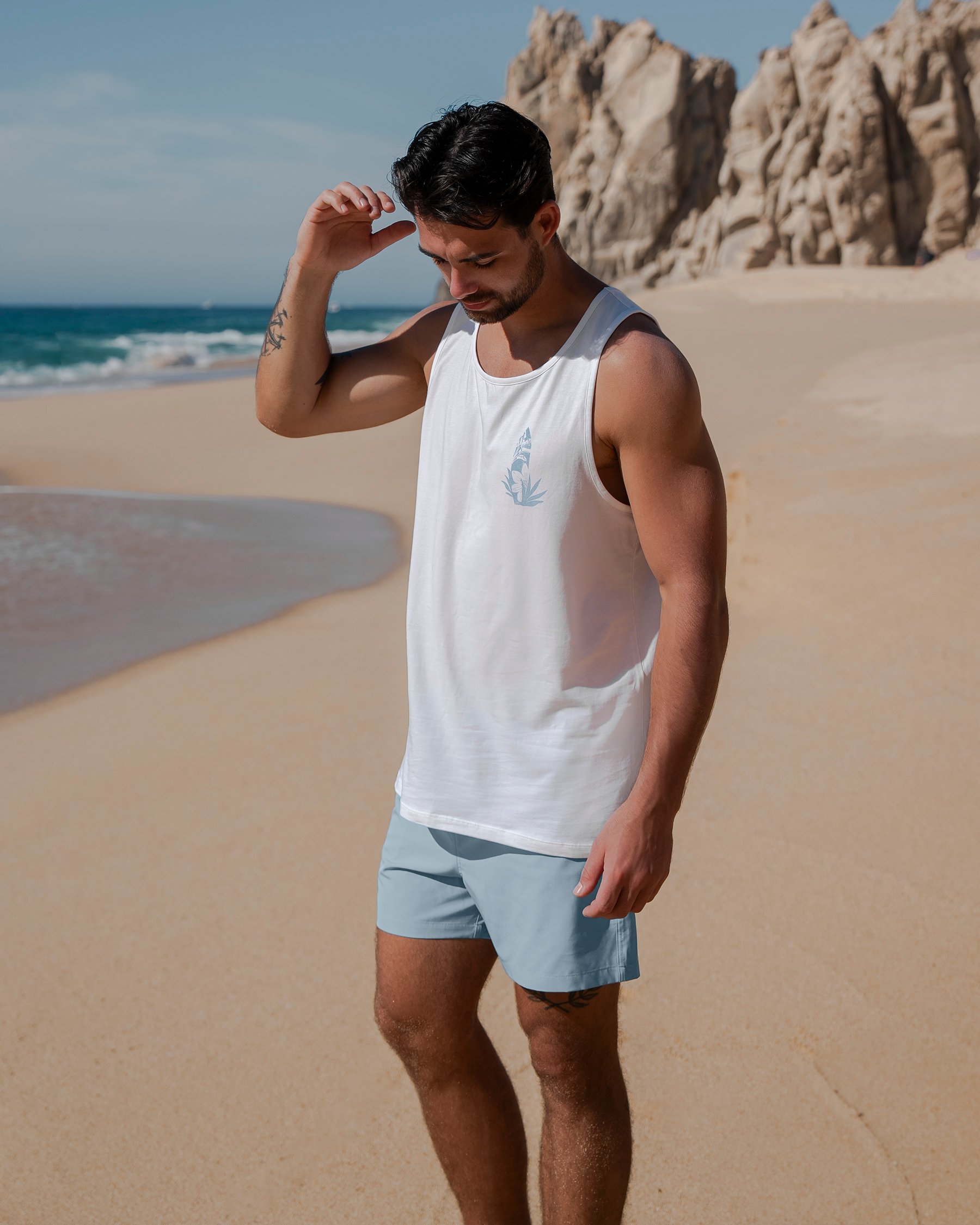 HAMABE Débardeur de surf à fleurs Blanc brillant et bleu 04100031 - Voir4