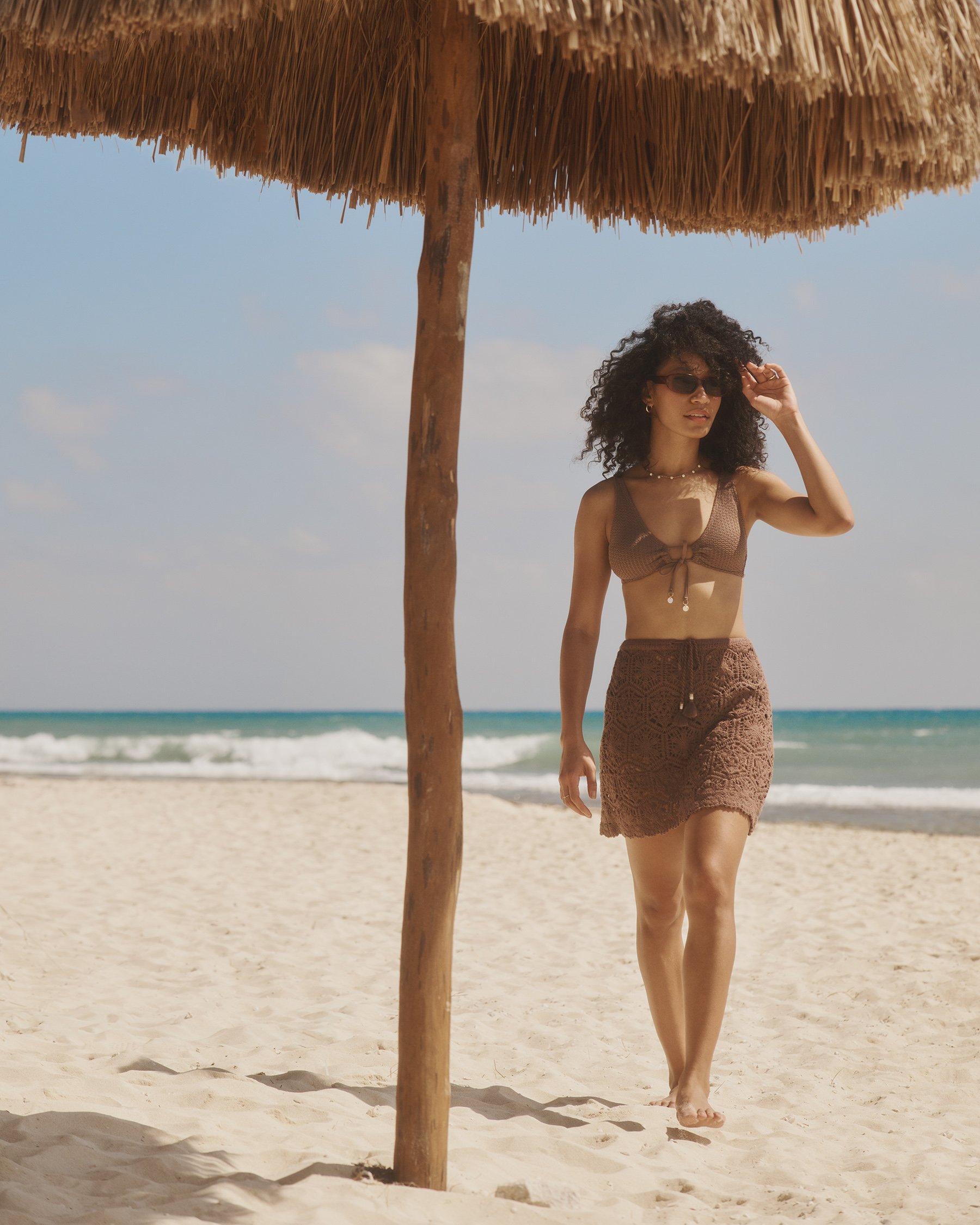 MY BIKINI STORY Crochet Beach Skirt Deep Taupe Brown 02200082 - View1