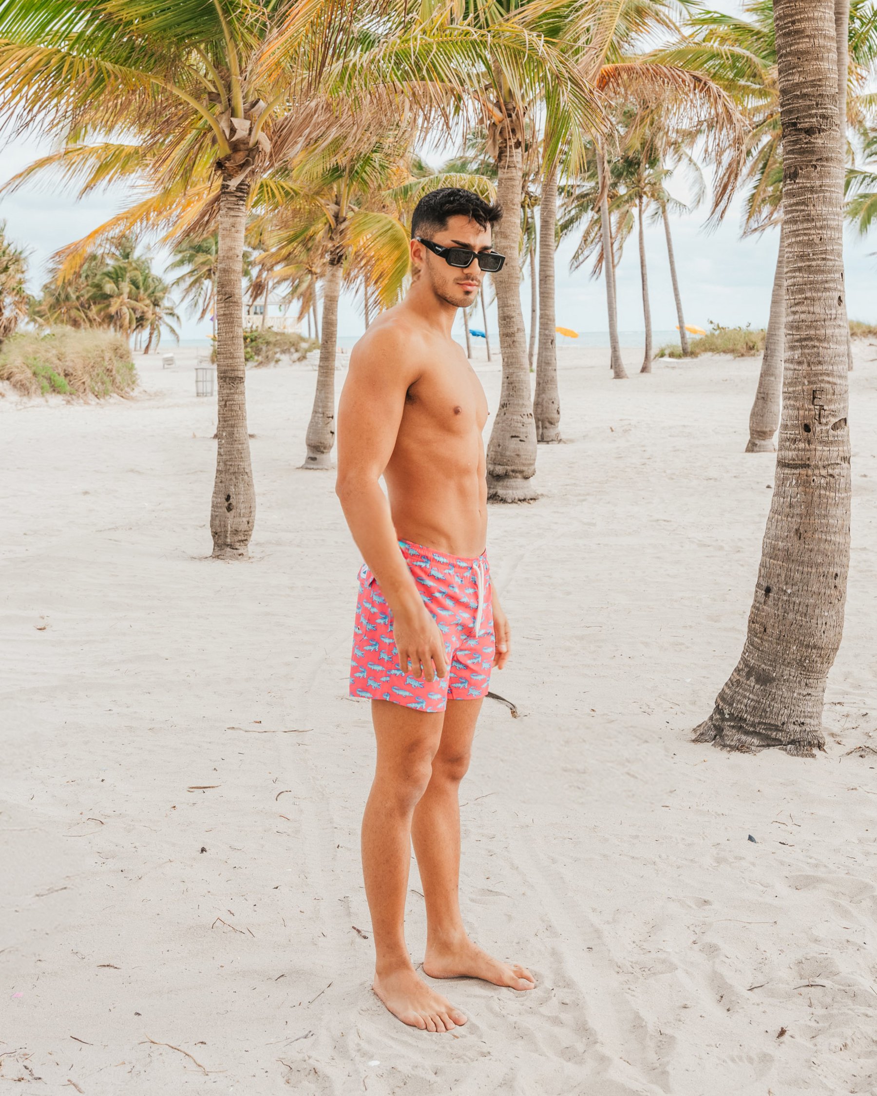 BERMIES Crocodile Volley Swimsuit Blue and pink CROCODILE V3 - View3